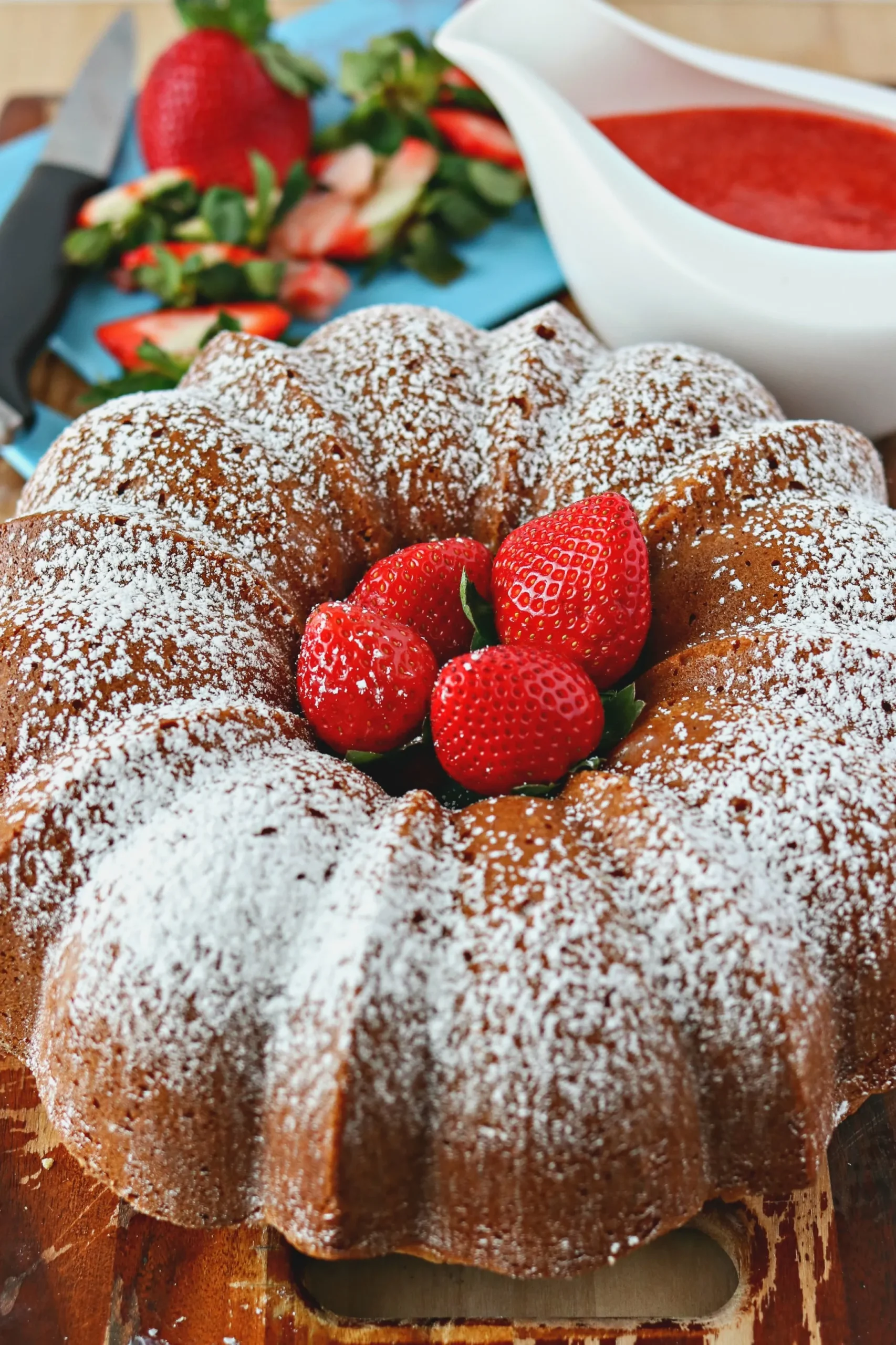 Cream Cheese Pound Cake with Strawberry Coulis
