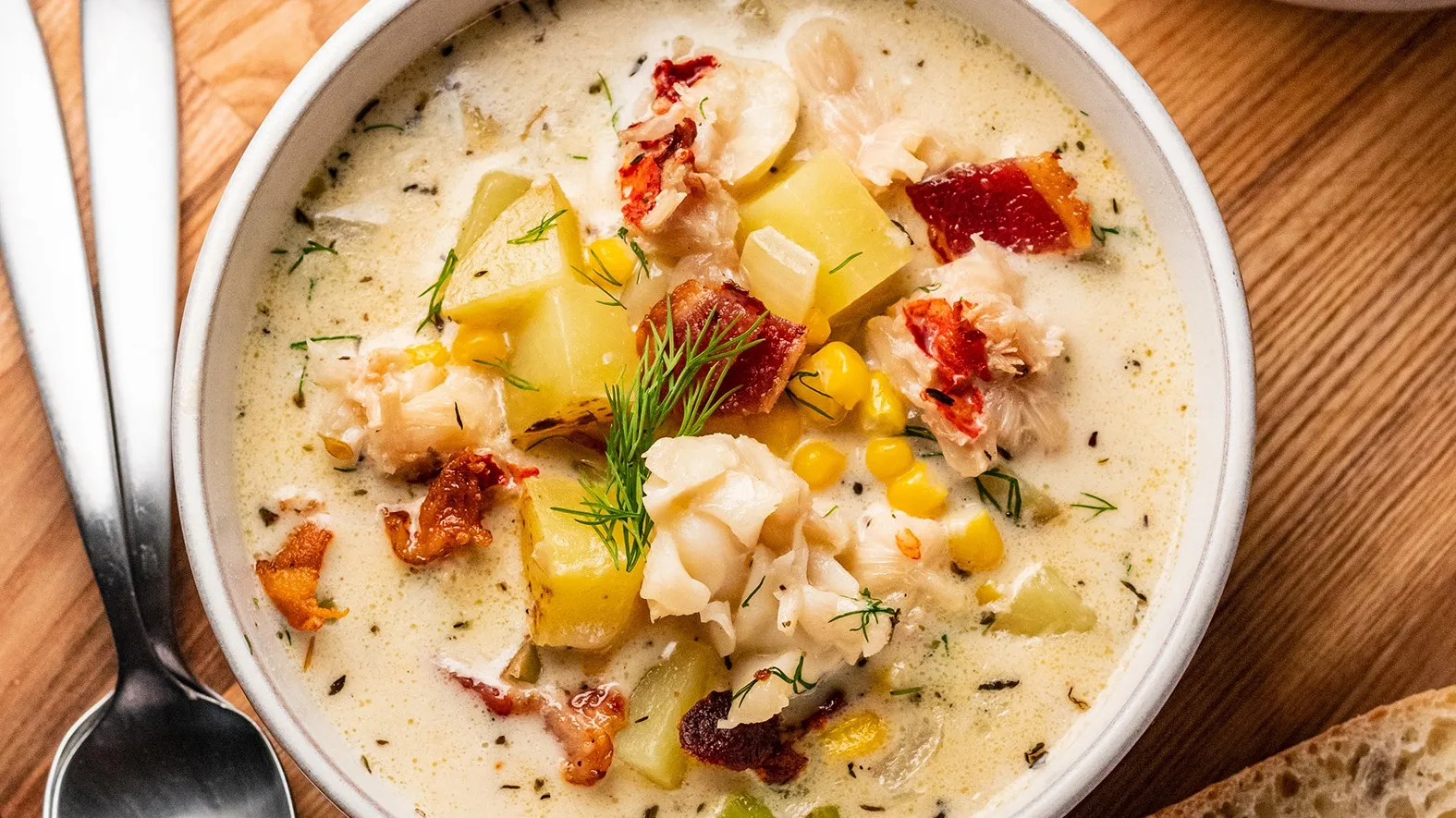 Creamless Creamed Corn Chowder with Lobster and Summer Vegetables