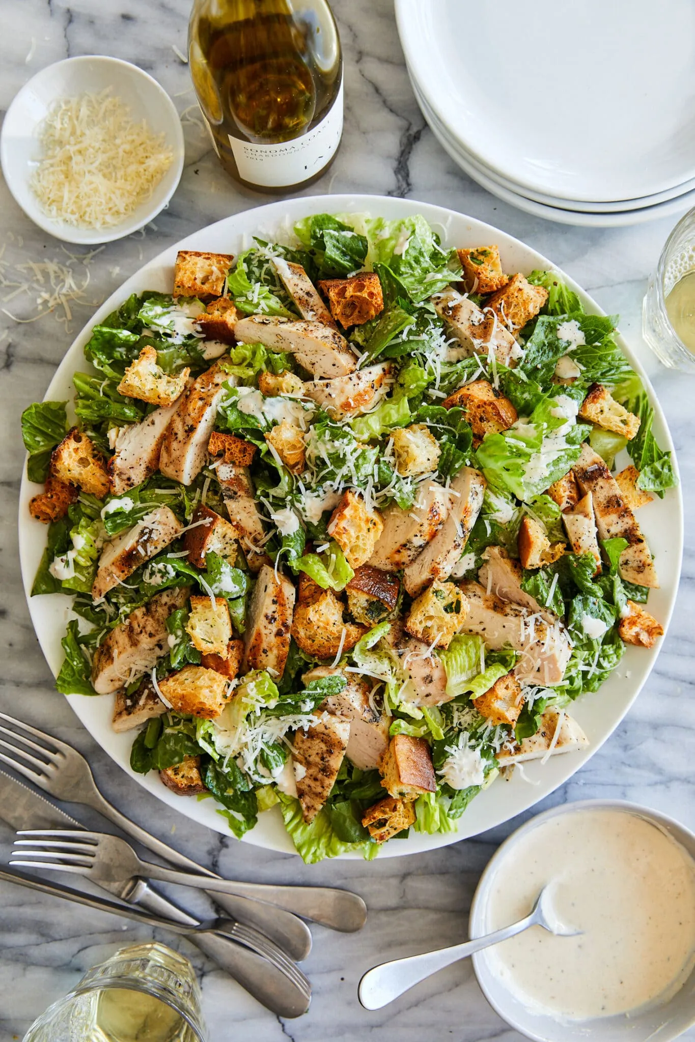 Creamy Caesar Salad with Spicy Croutons