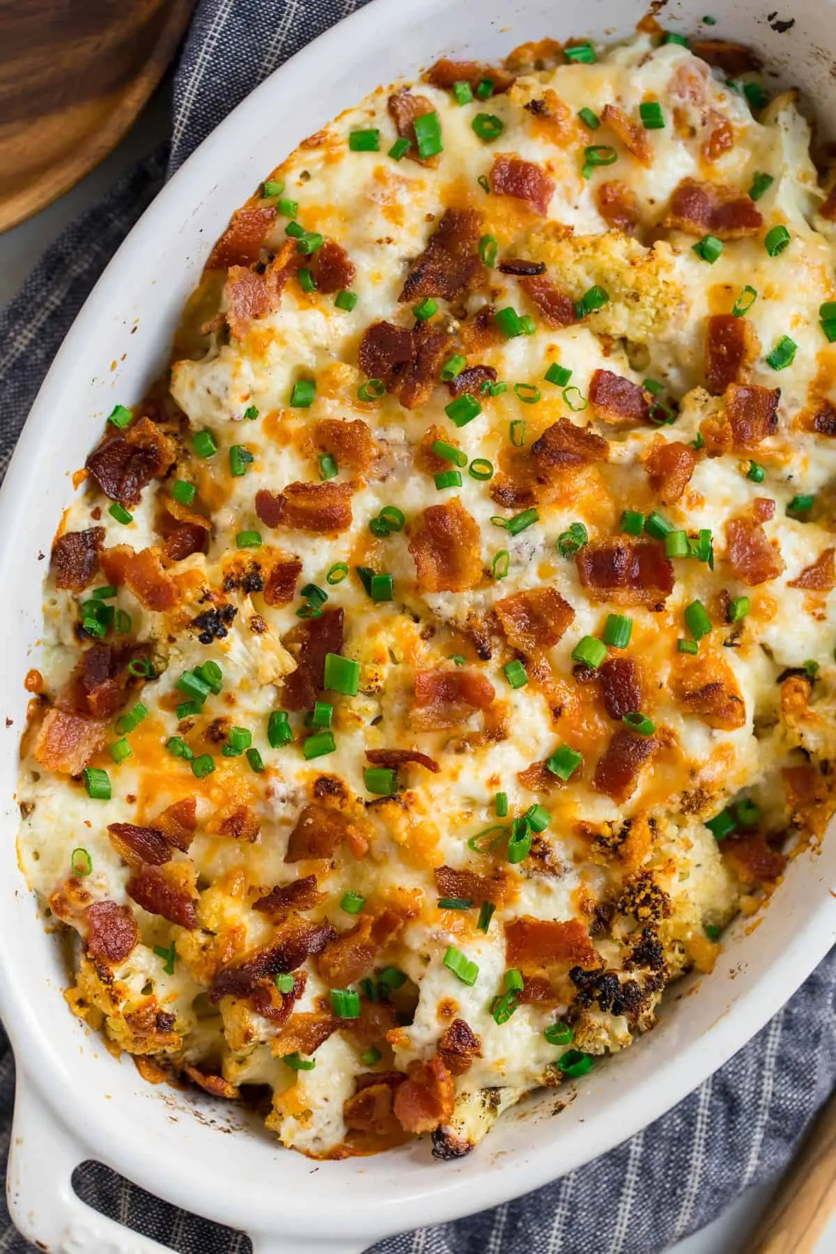 Creamy Cauliflower Casserole with Bacon and Cheddar