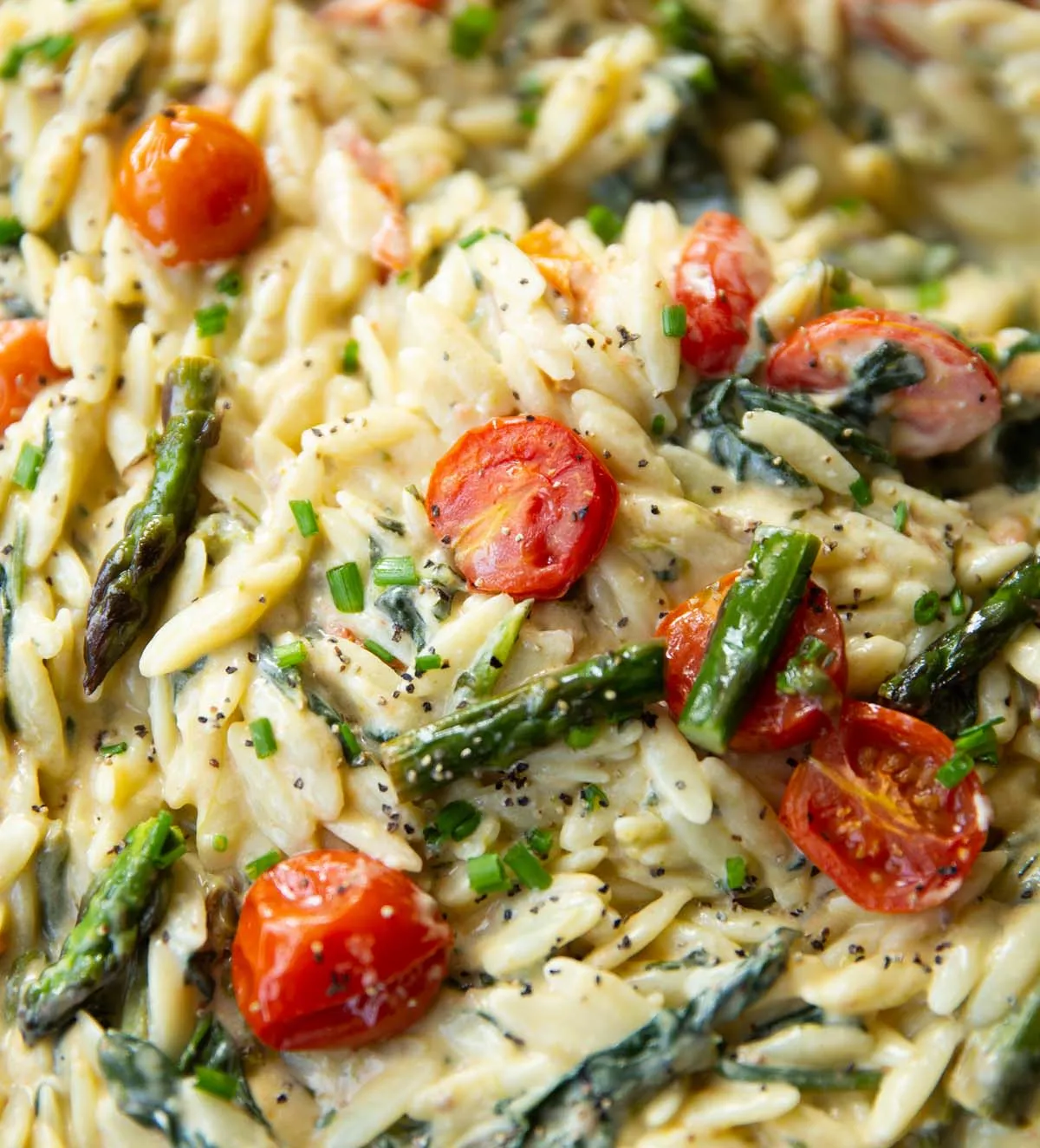 Creamy Feta Asparagus Casserole Orzo