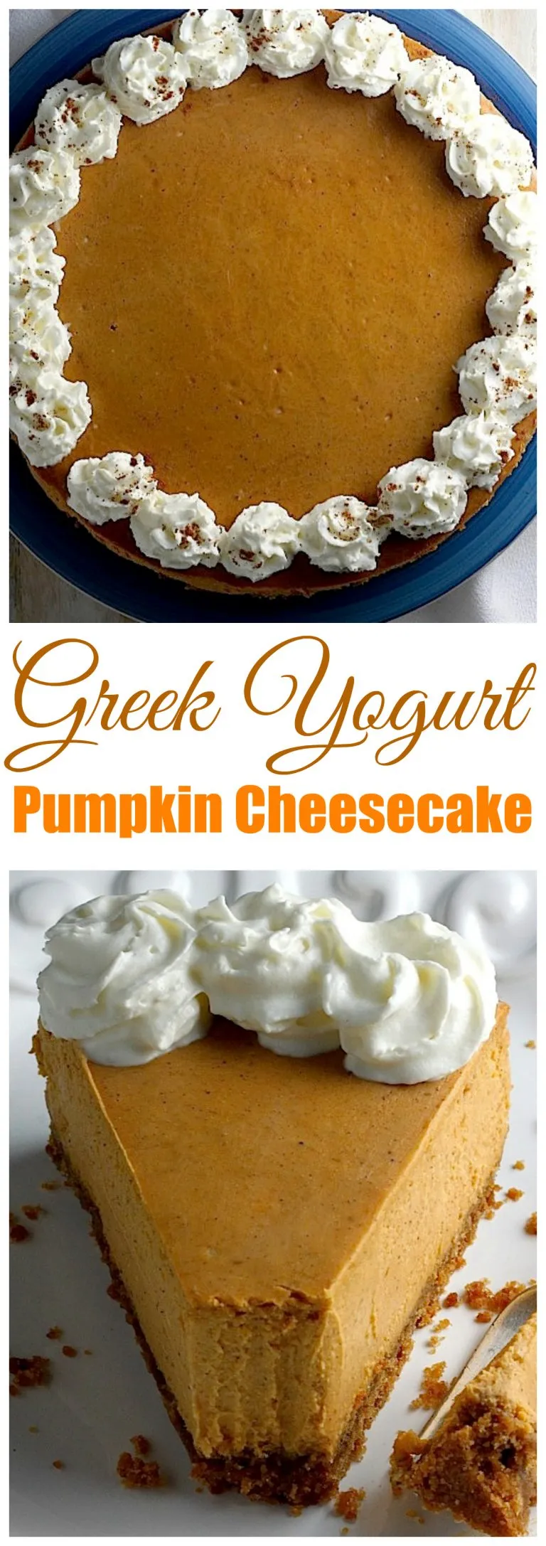 Creamy Greek Yogurt Pumpkin Pie Cheesecake