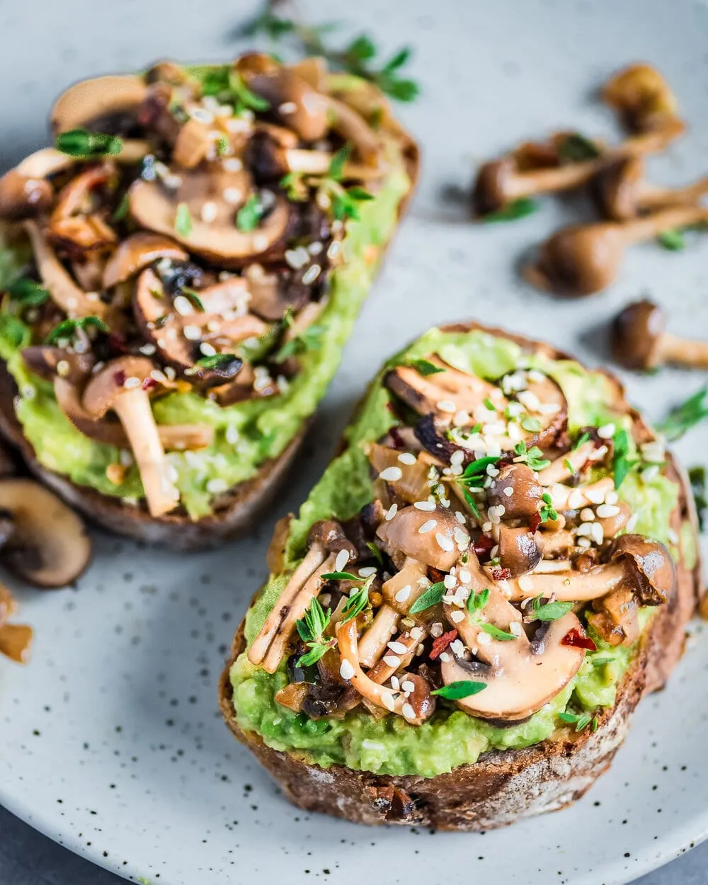 Creamy Mushroom Smashed Avocado Toast