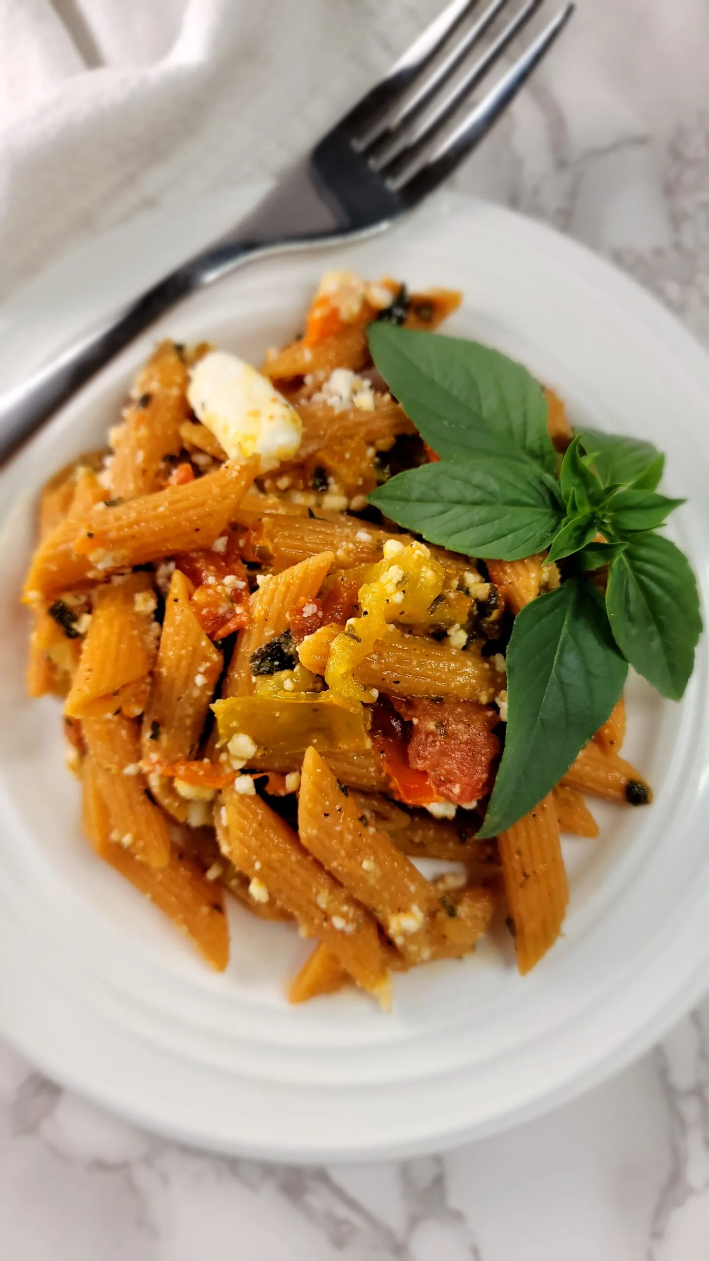 Creamy Red Lentil Penne Skillet