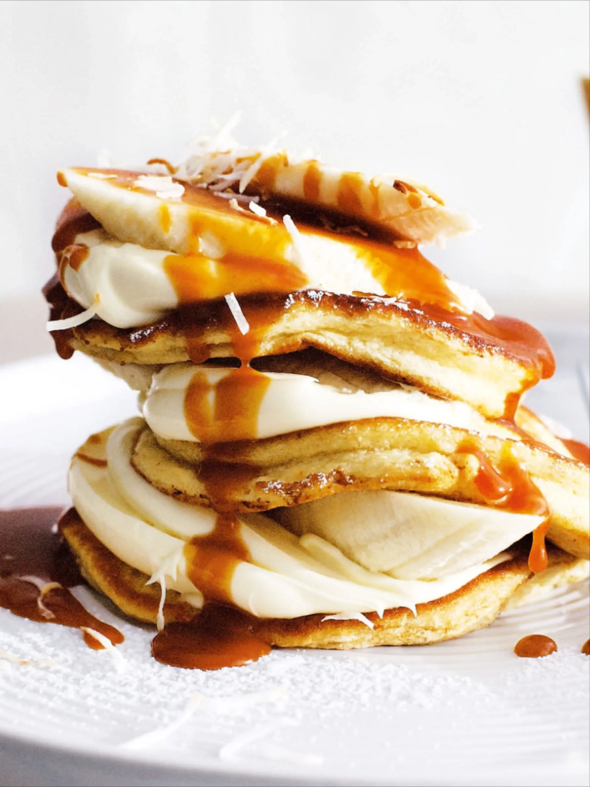 Creme Fraiche Pancakes with Bananas, Blueberries, and Toasted Hazelnuts