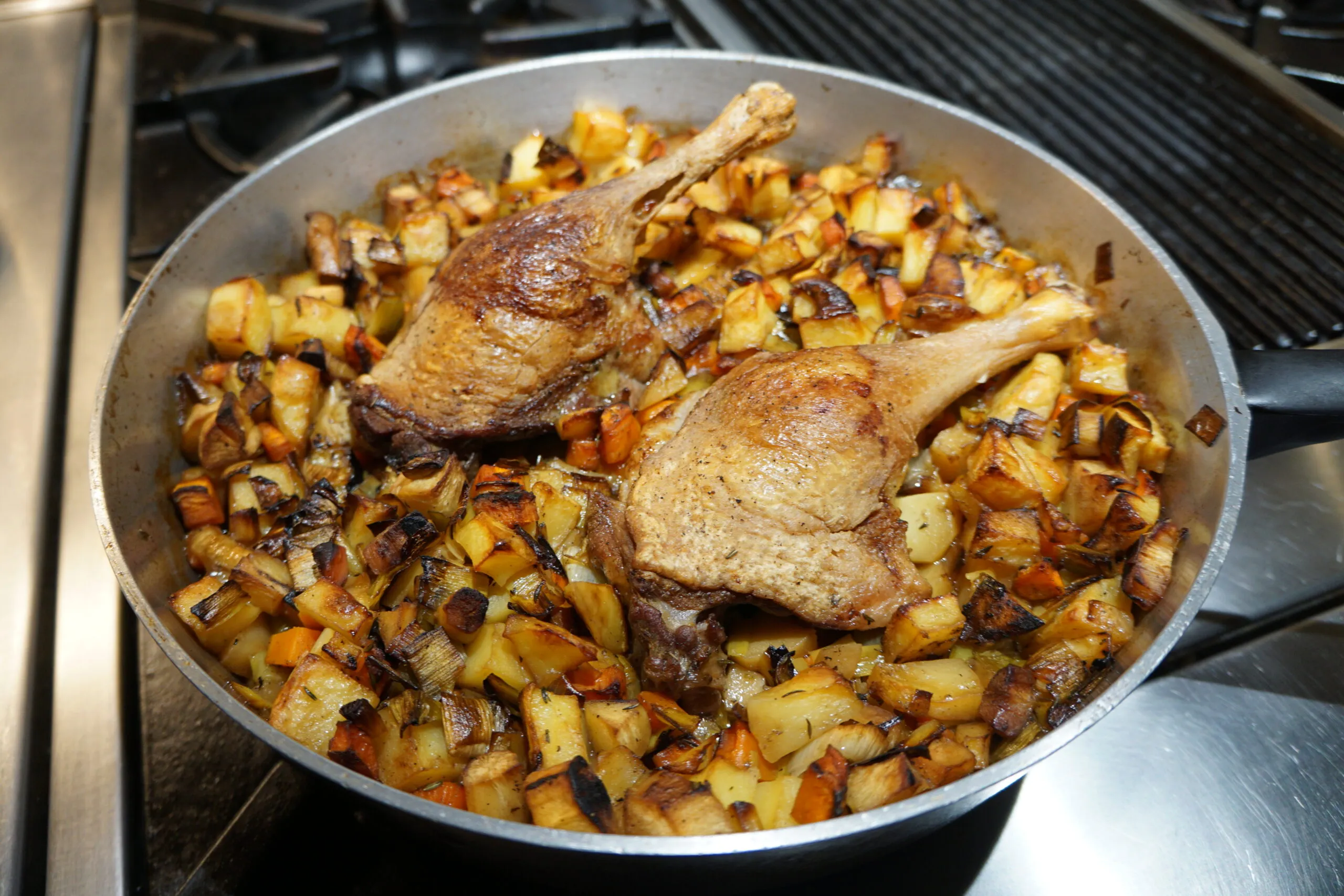 Crisp Braised Duck Legs with Pruneaux Dagen
