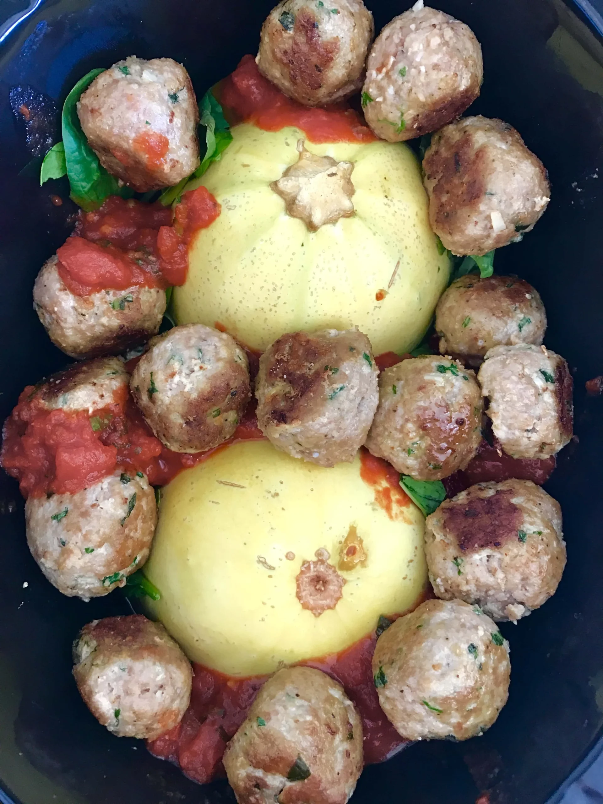 Crock Pot Spaghetti Squash Turkey Meatballs