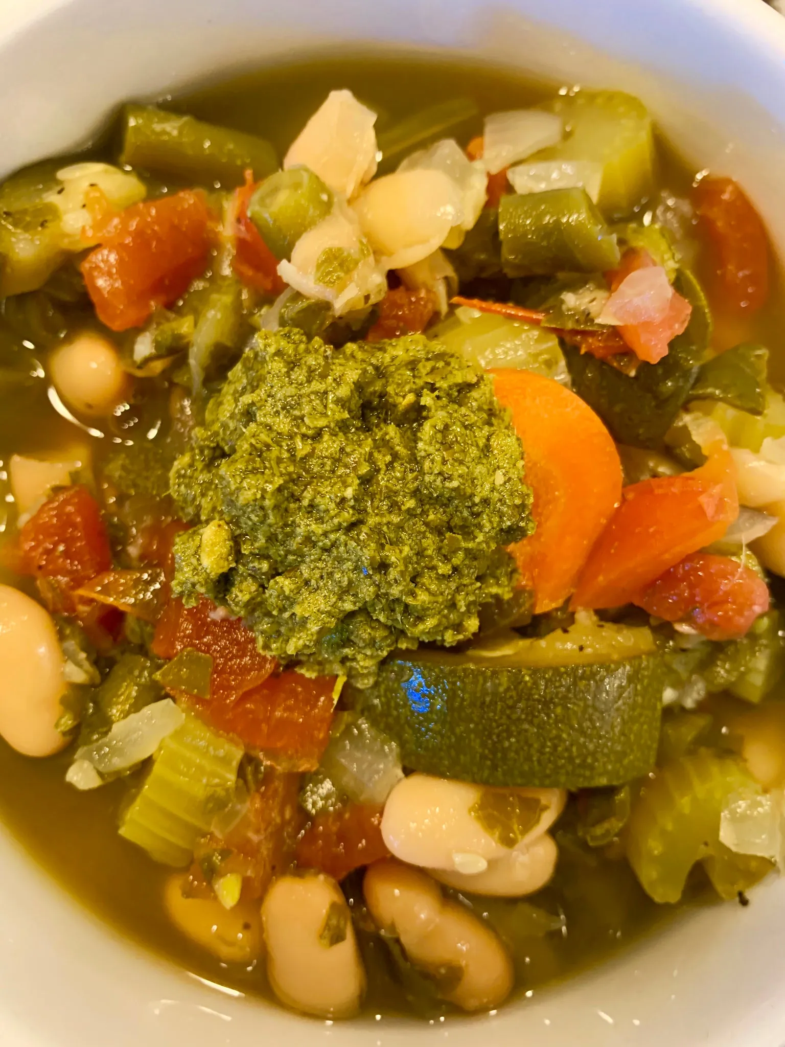Crockpot Pesto Bean Soup