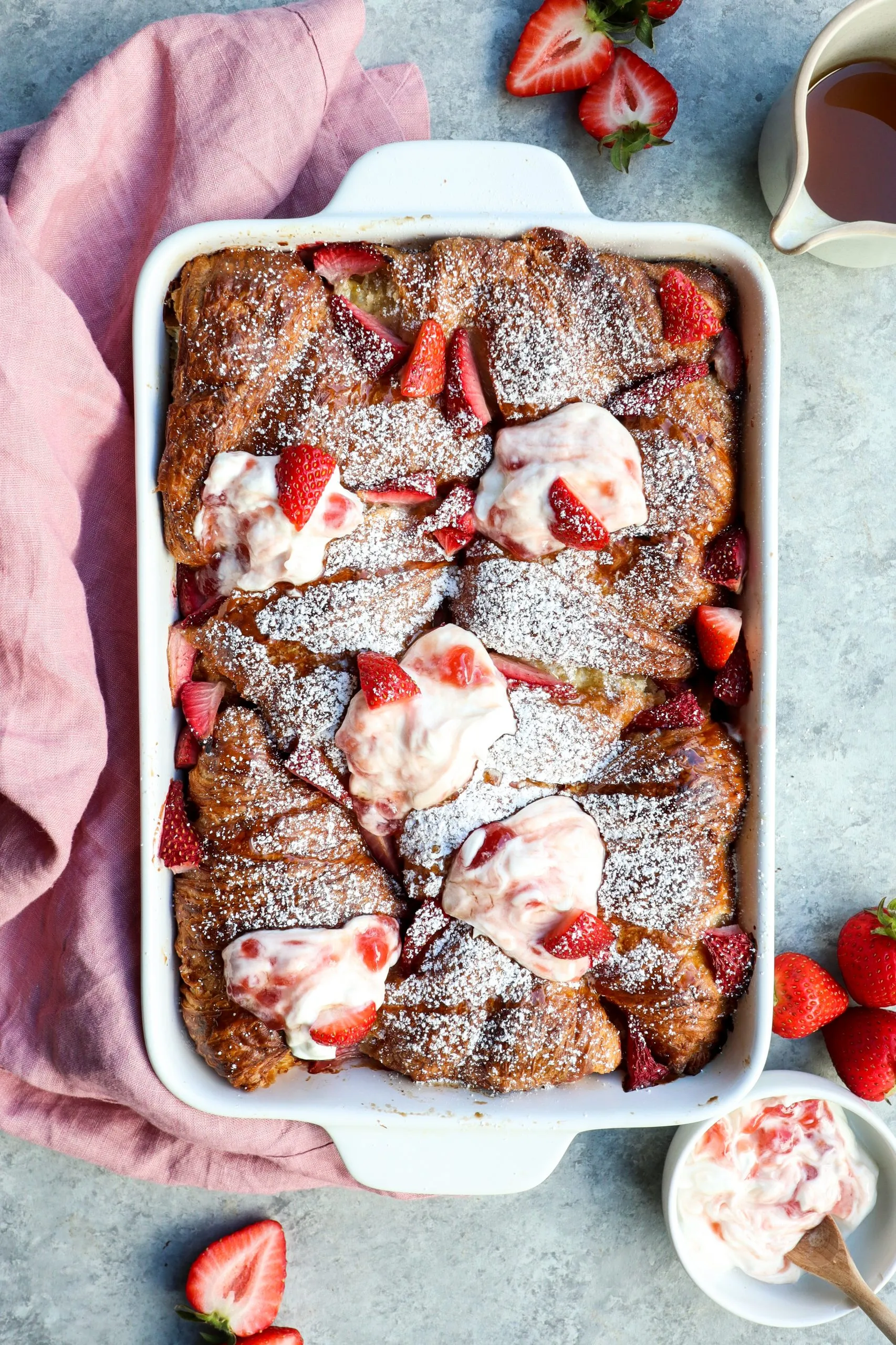 Croissant Baked French Toast with Strawberries and Cream Cheese