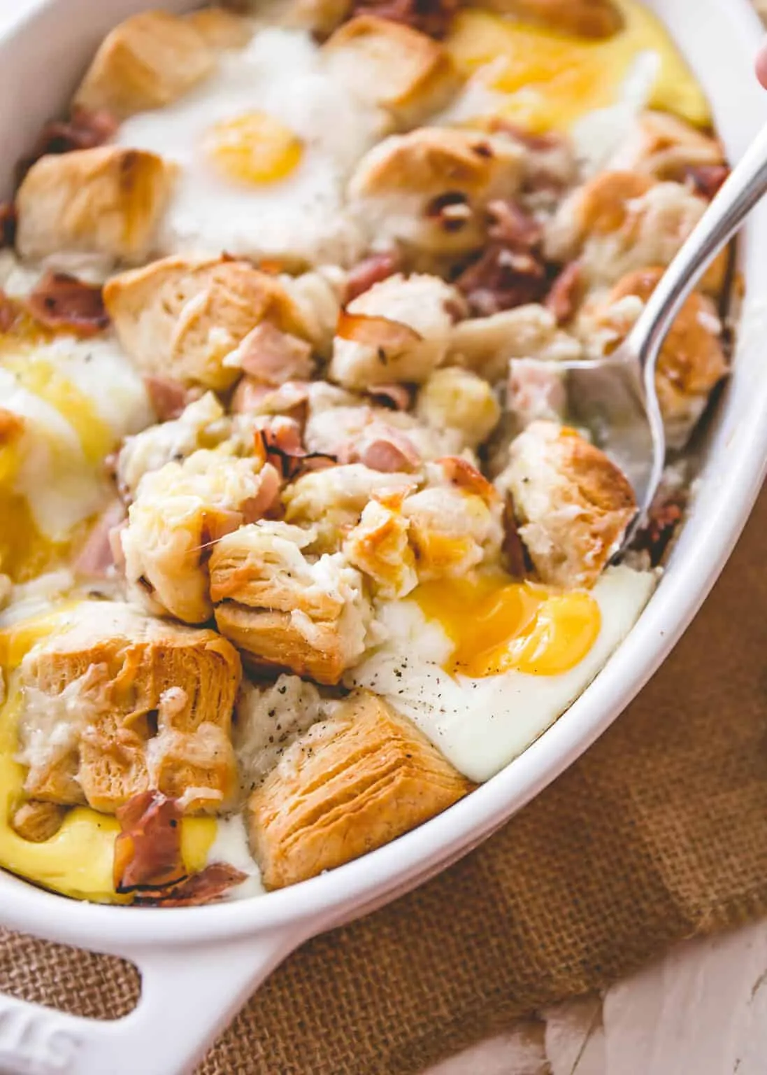 Croque Madame Ham and Cheese Breakfast Bake