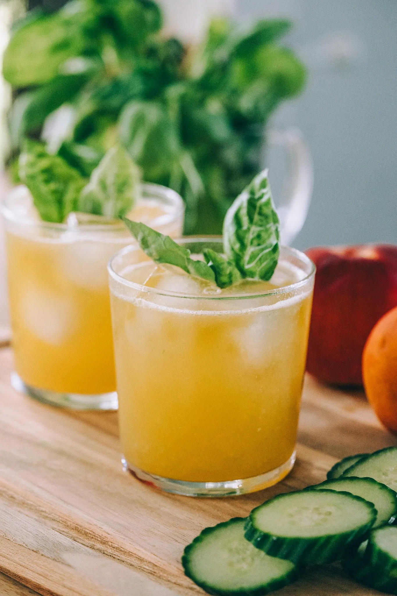 Cucumber Fresh Rolls with Peaches and Basil