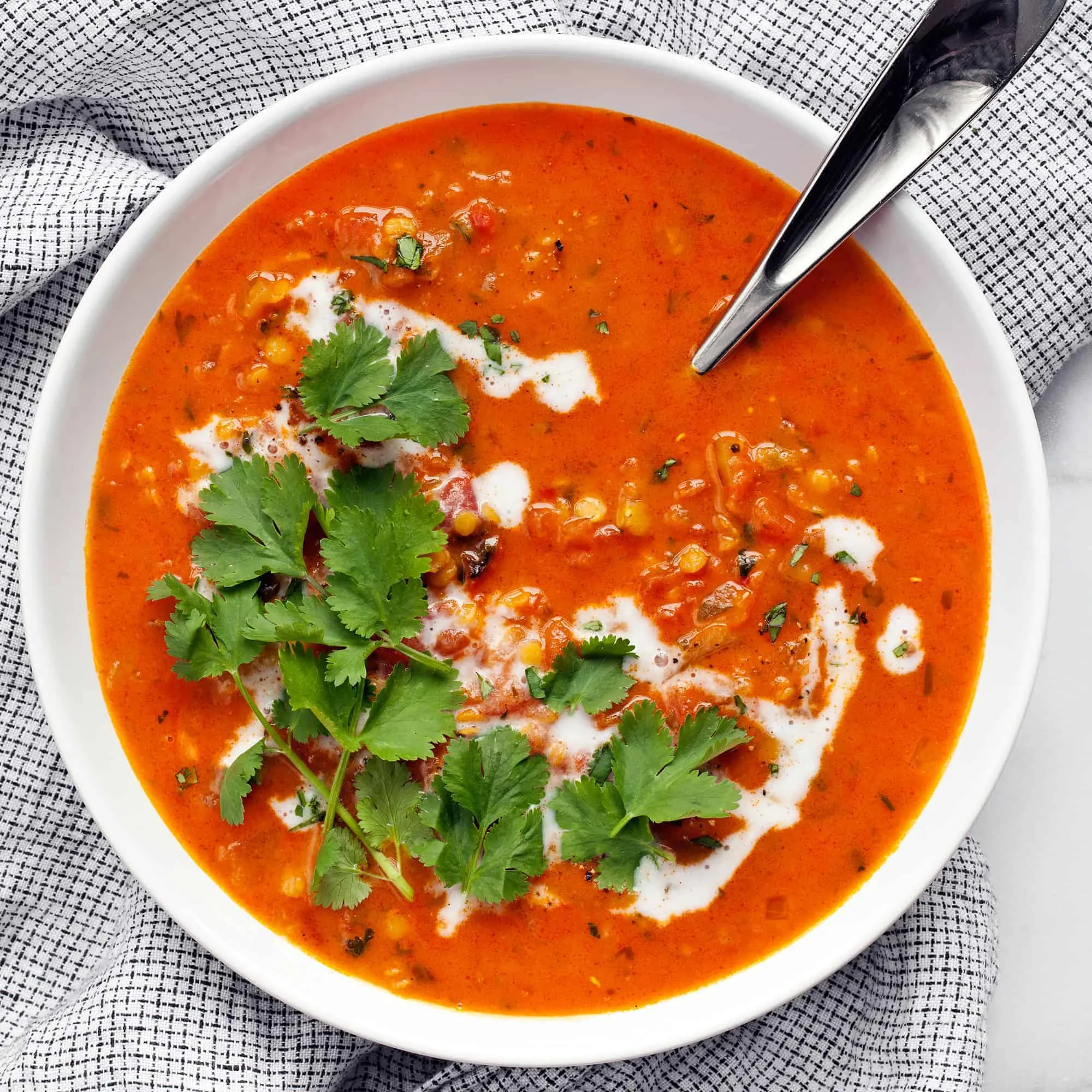 Curried Lentils Tomato Coconut Soup