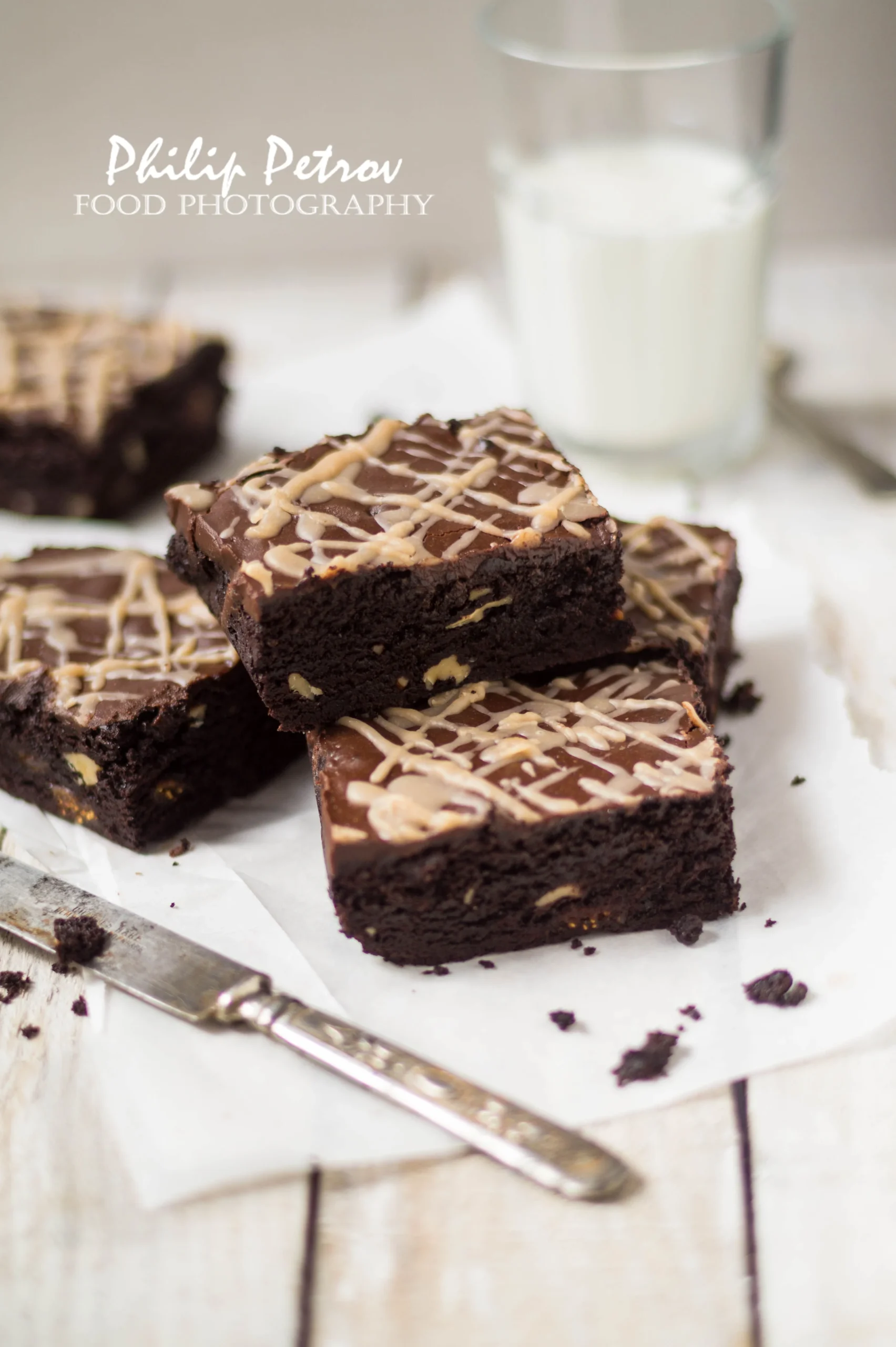 Dark Chocolate Fudge Brownies with Salted Caramel