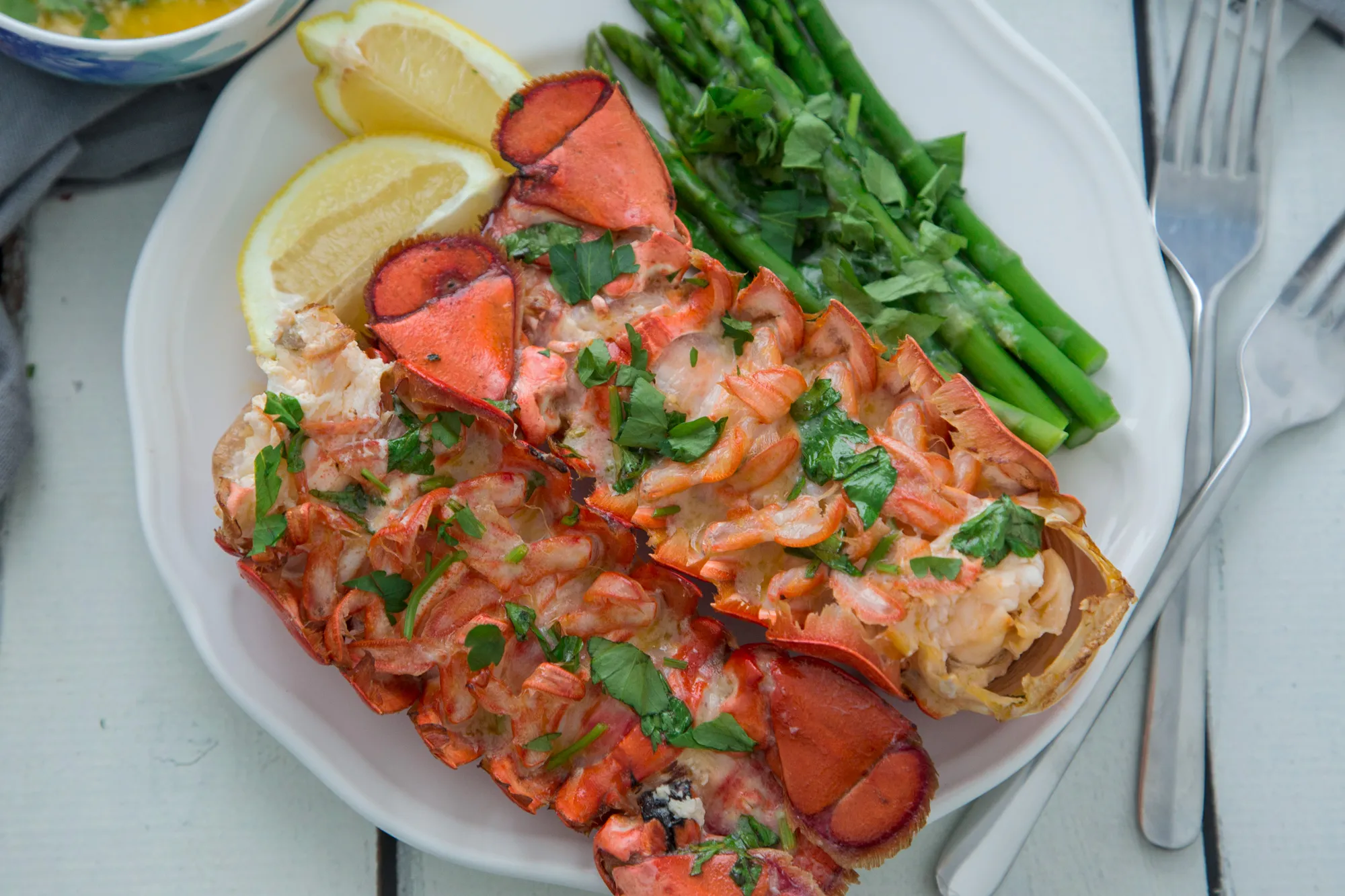 Deviled Portuguese Grilled Lobsters