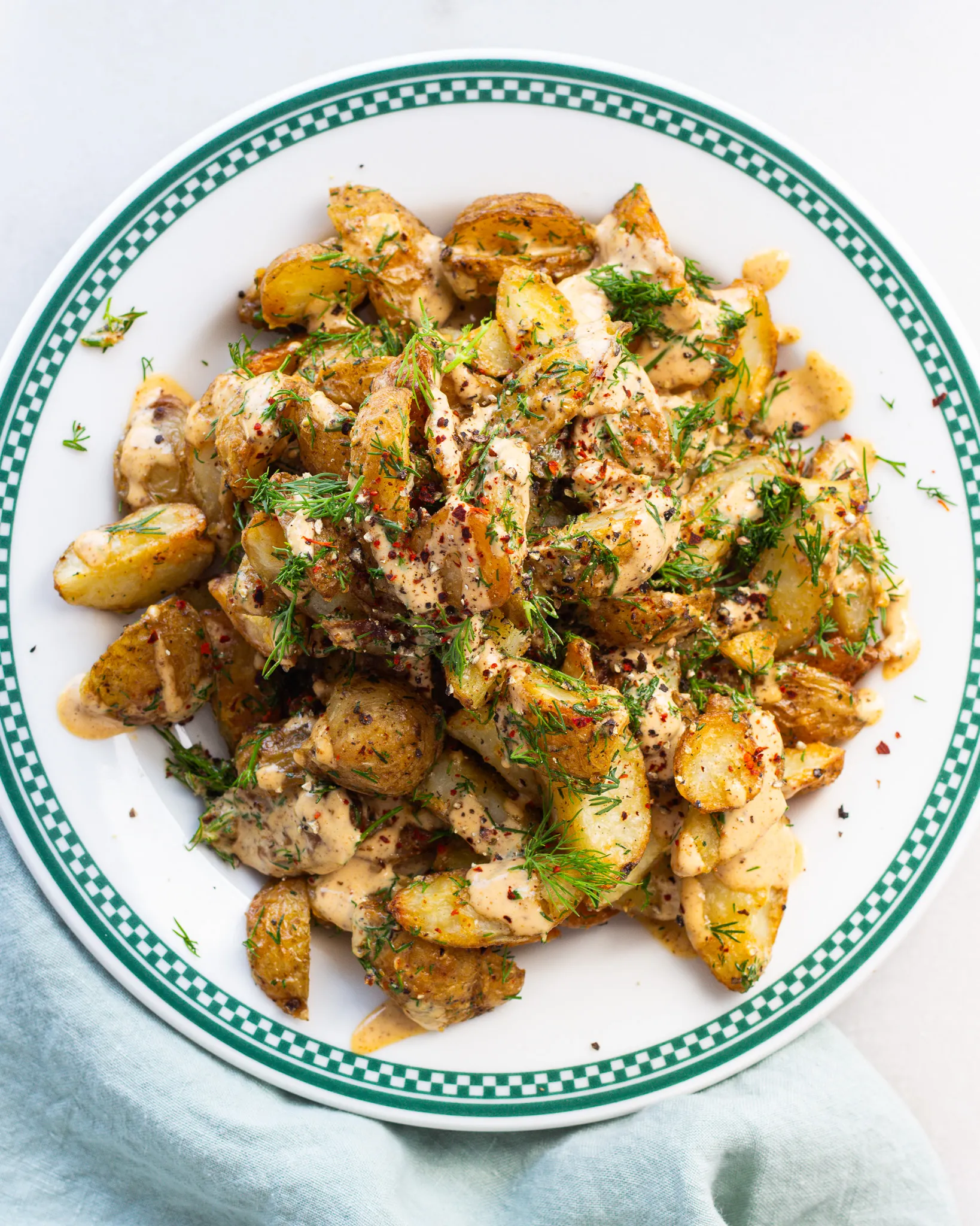 Dilly Potatoes with White Harissa