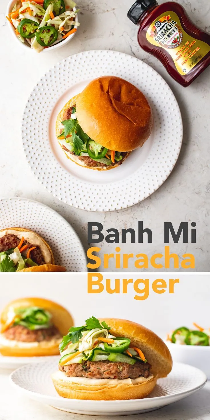 Easy Banh Mi Burgers with Sriracha Cream Cheese