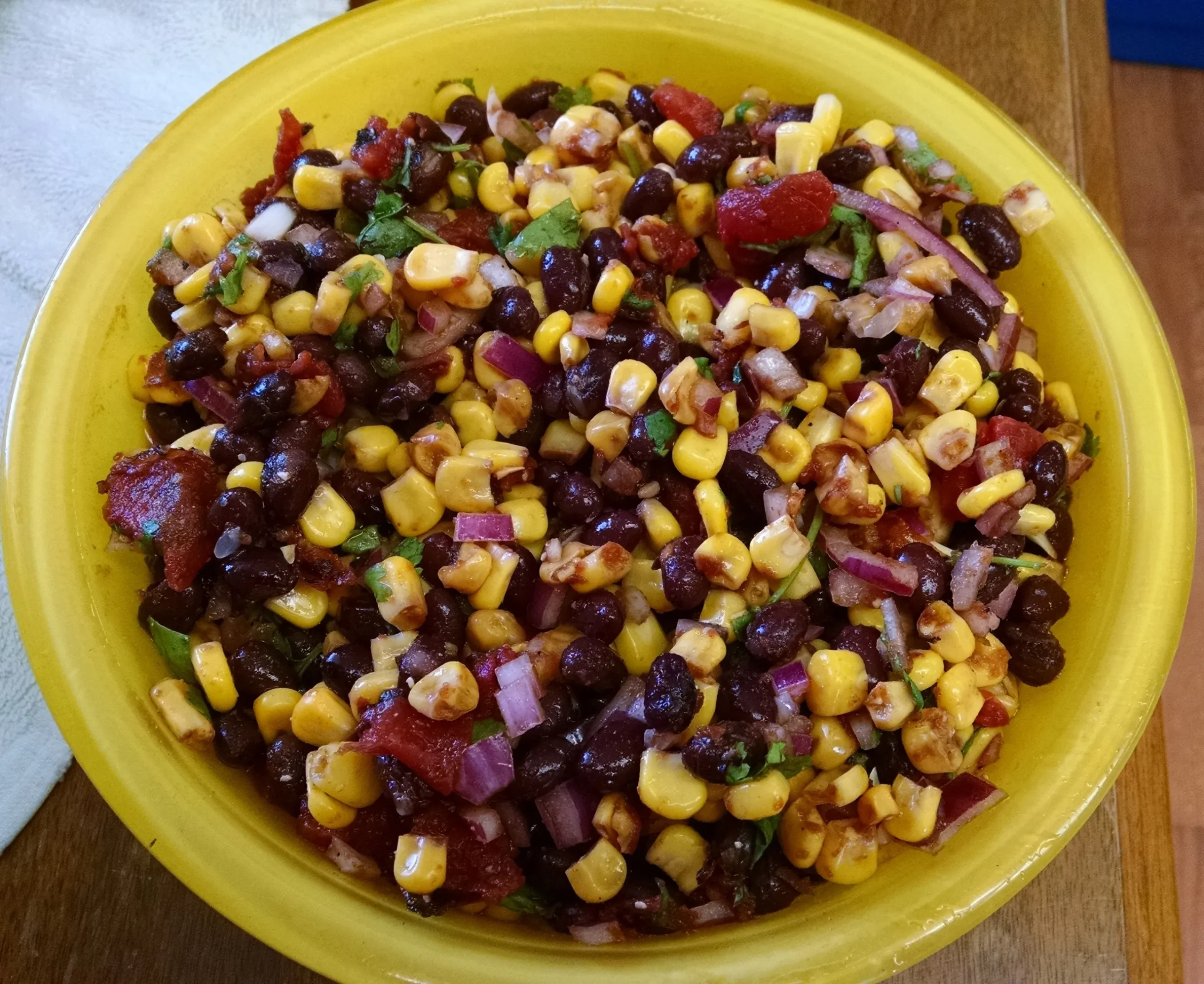 Easy Black Bean Salad with Hebrew National Hotdogs