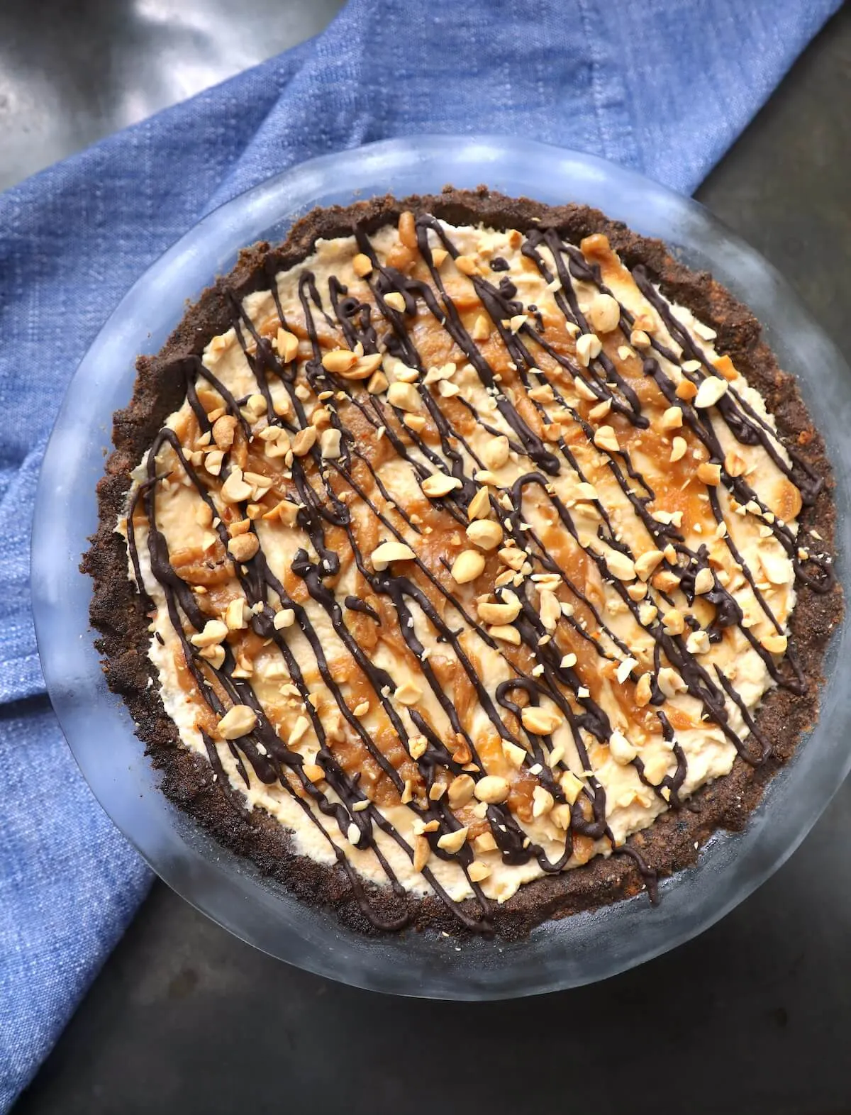 Easy Keto Chocolate Peanut Butter Pie with Keto Candied Bacon