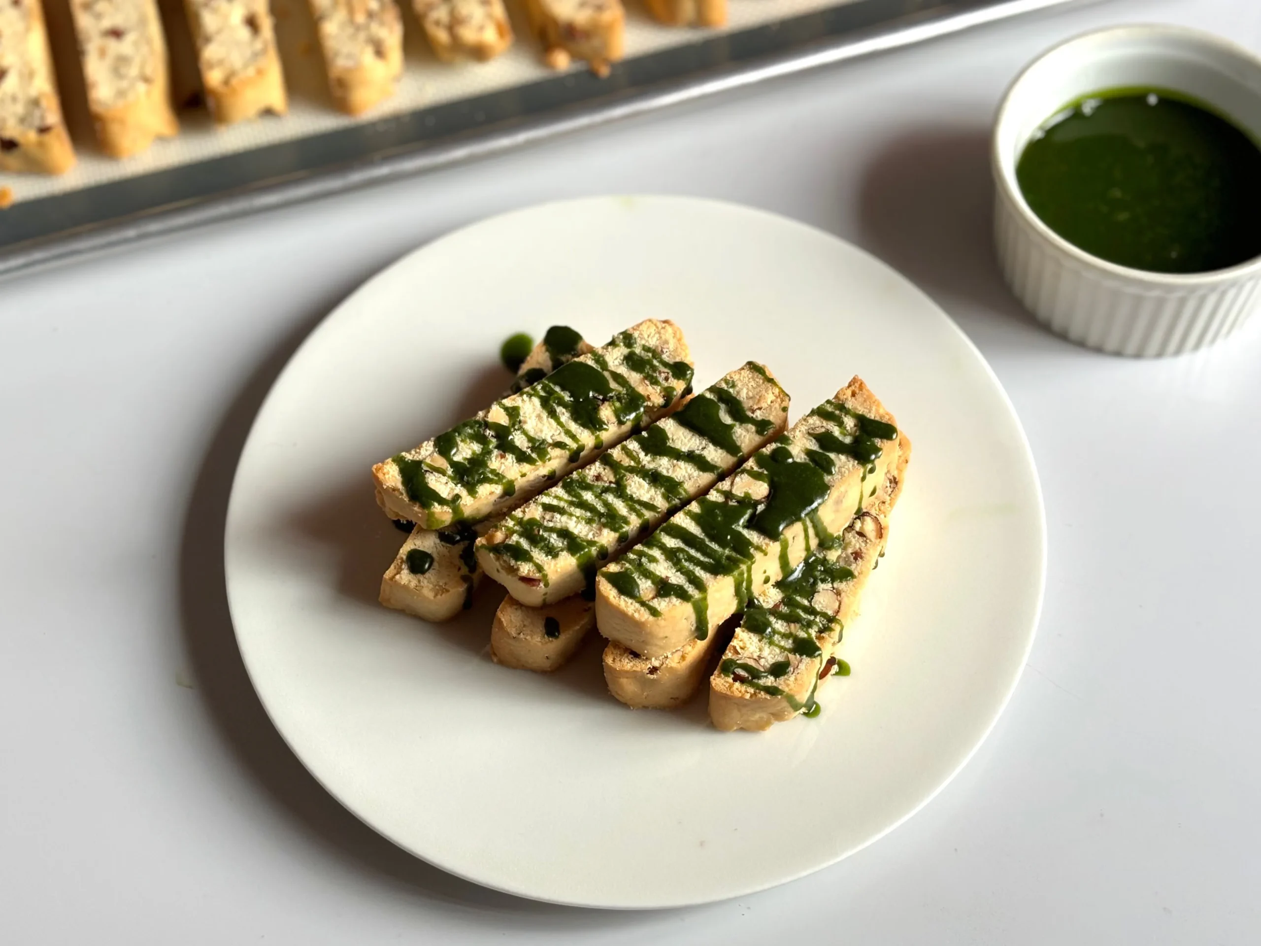 Easy Matcha Glazed Biscotti