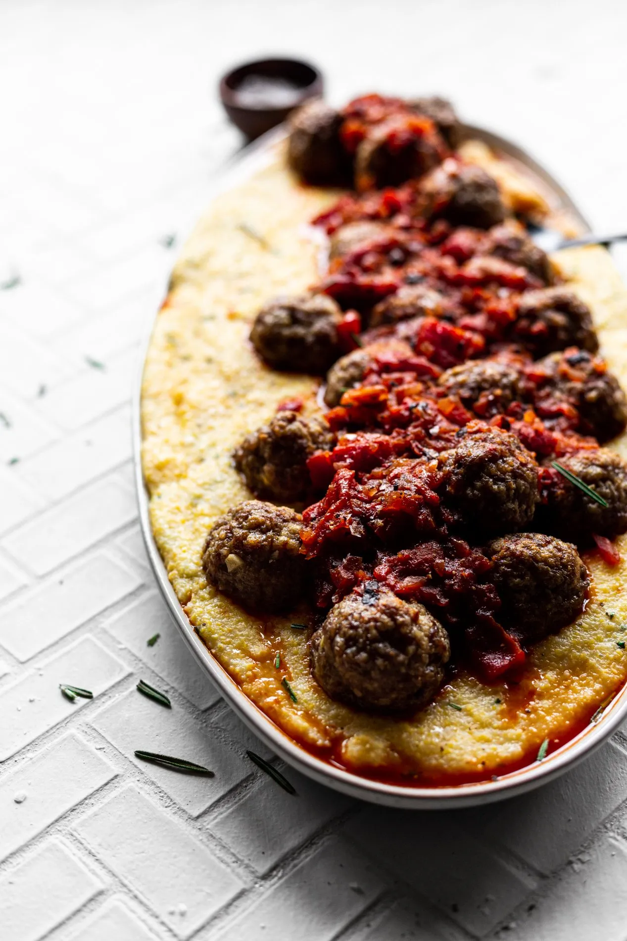 Easy Polenta and Meatball Casserole