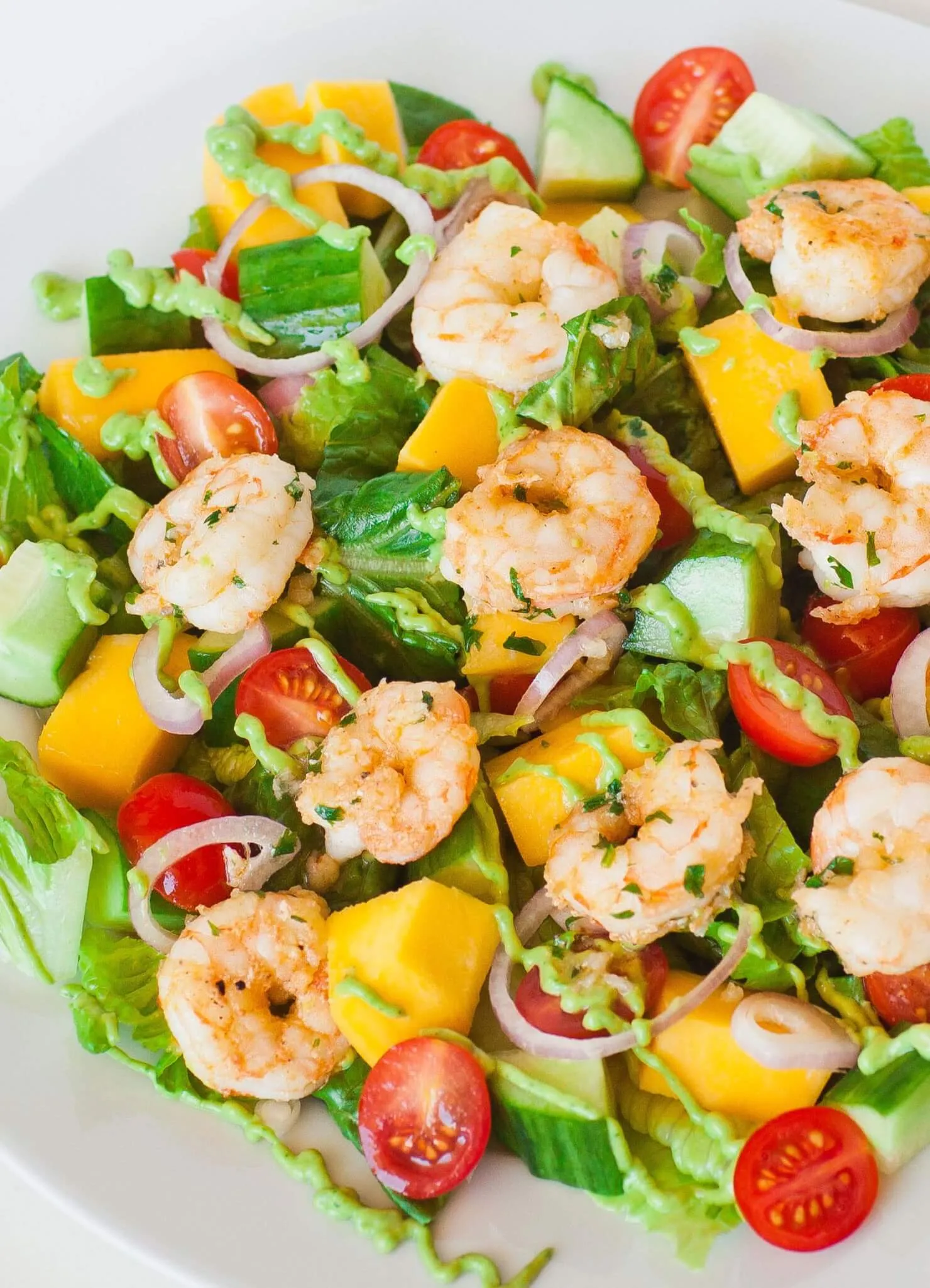 Eat Your Veggies and Shrimp Salad with Avocado Cilantro Dressing