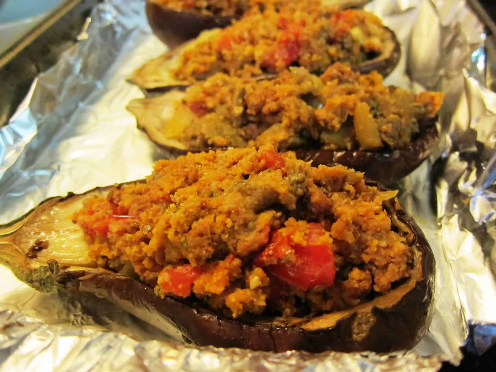 Eggplants Filled with Sausage Jambalaya