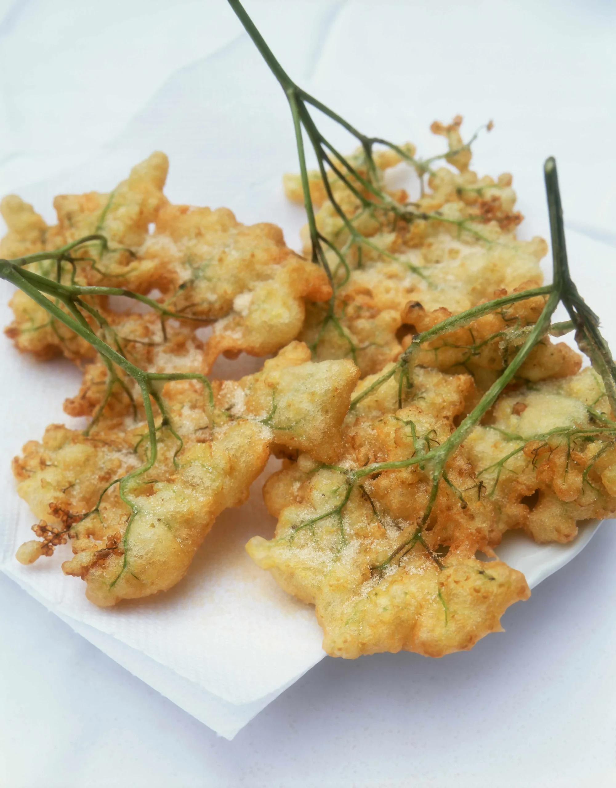 Elderflower Fritters Served with Elderflower Mousse