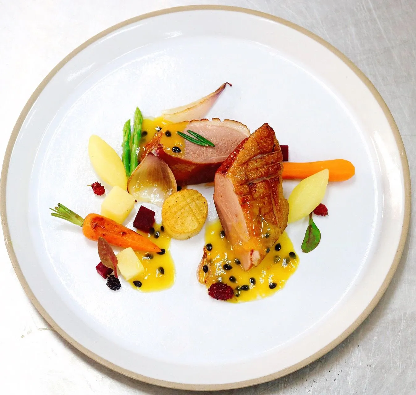 Farmhouse Duckling with Orange and Passion Fruit Sauce