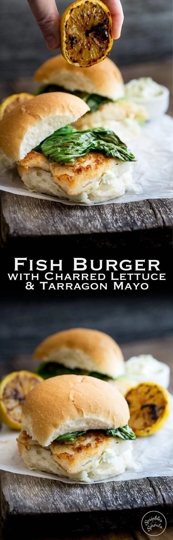 Fish Burger with Charred Lettuce and Tarragon Mayo