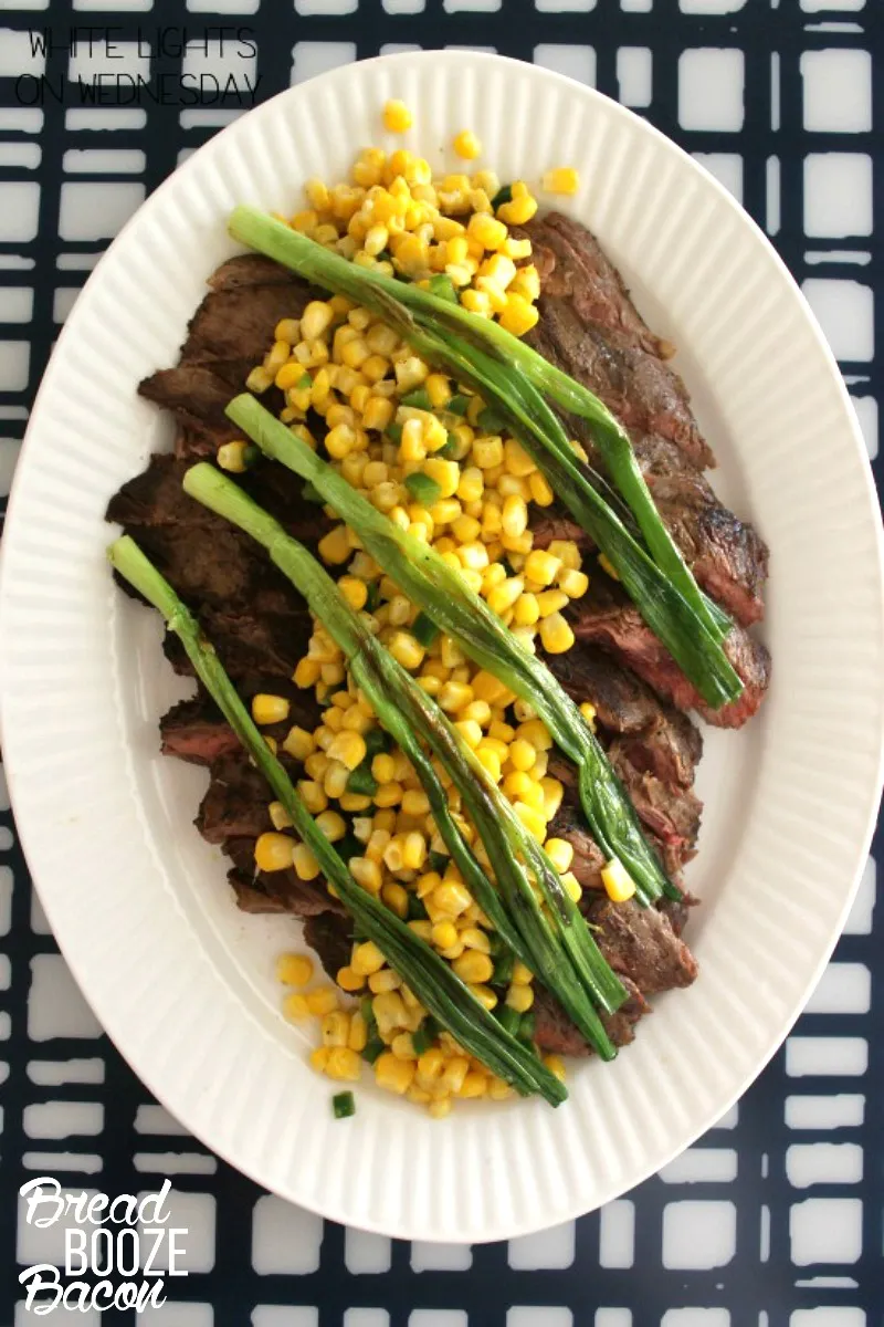 Flank Steak Wilted Scallions Corn Salsa