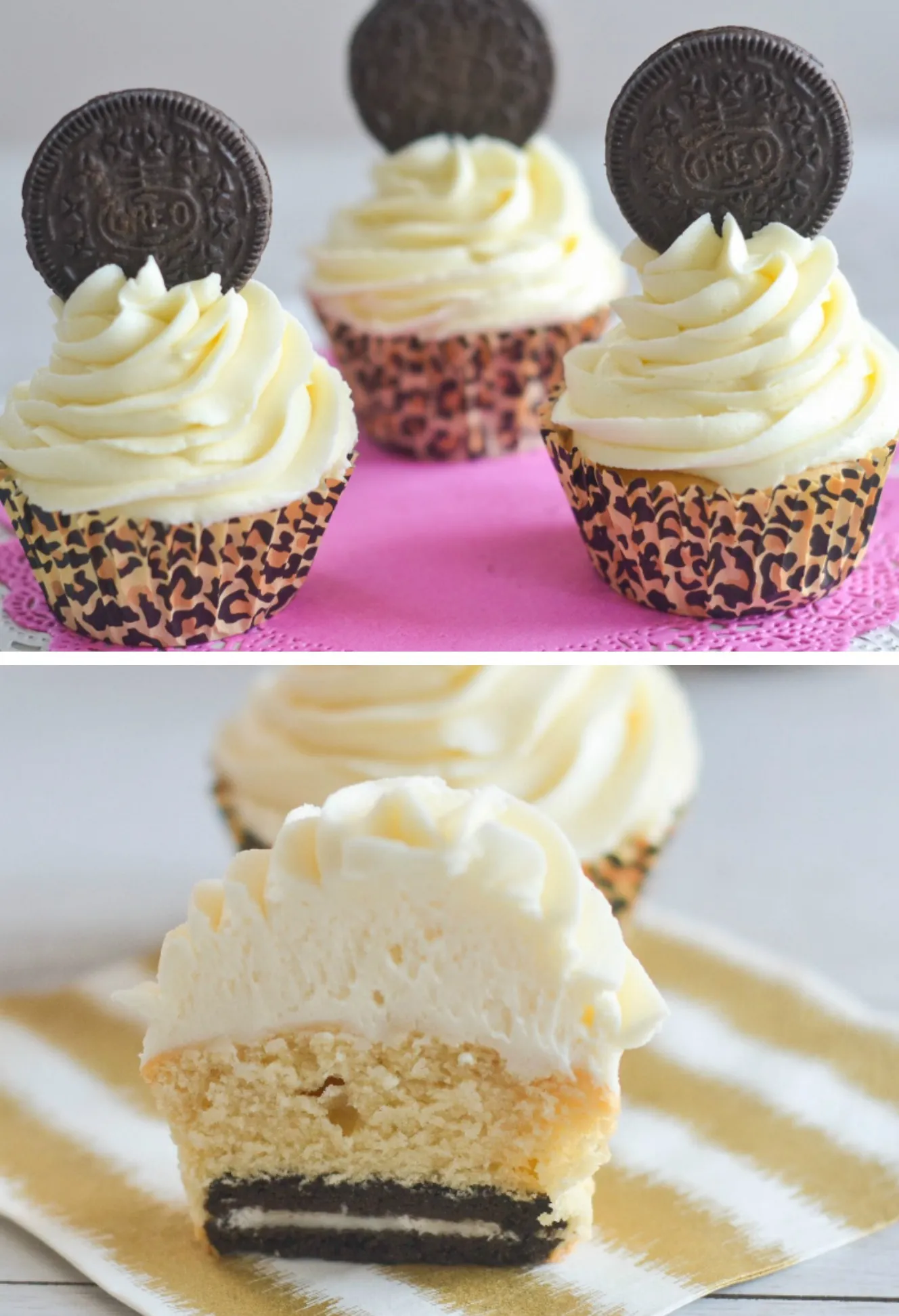 Fluffy Vanilla Cupcakes with Oreo Buttercream