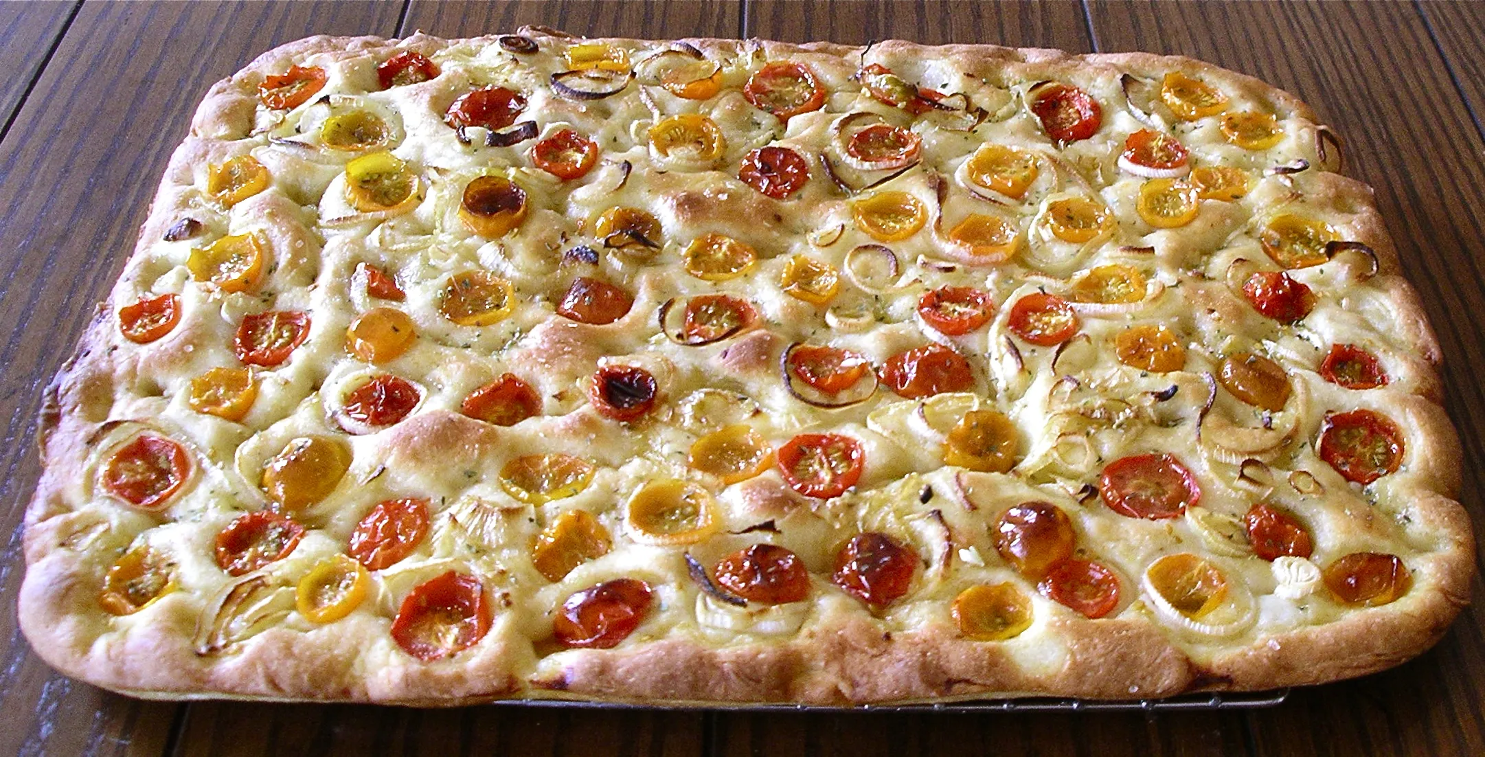 Focaccia with Tomatoes and Onion