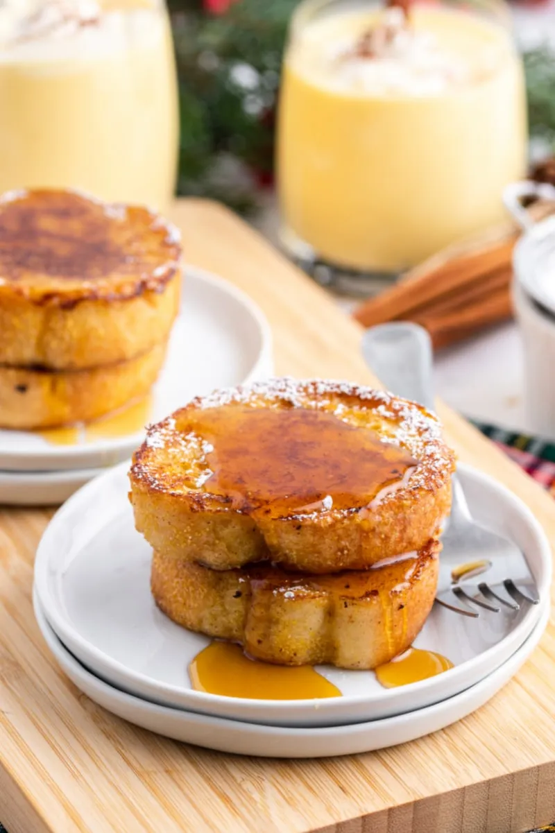 French Toast Cups with Eggnog Syrup