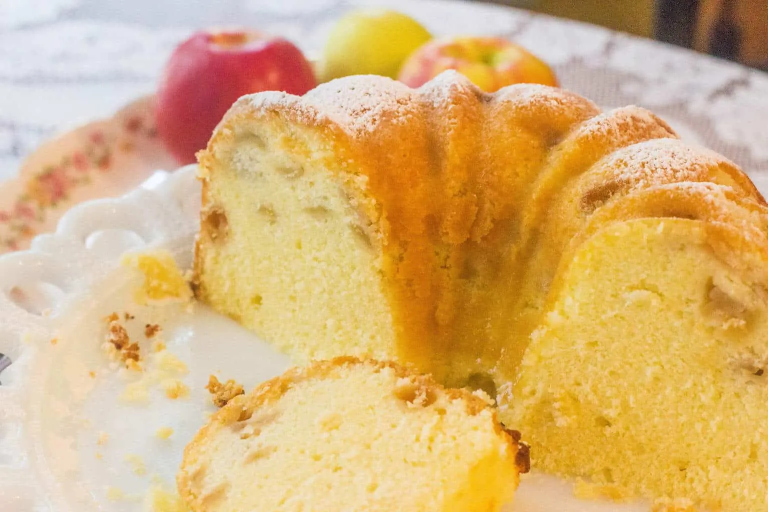 Fresh Apple Cake with Sour Cream Sauce