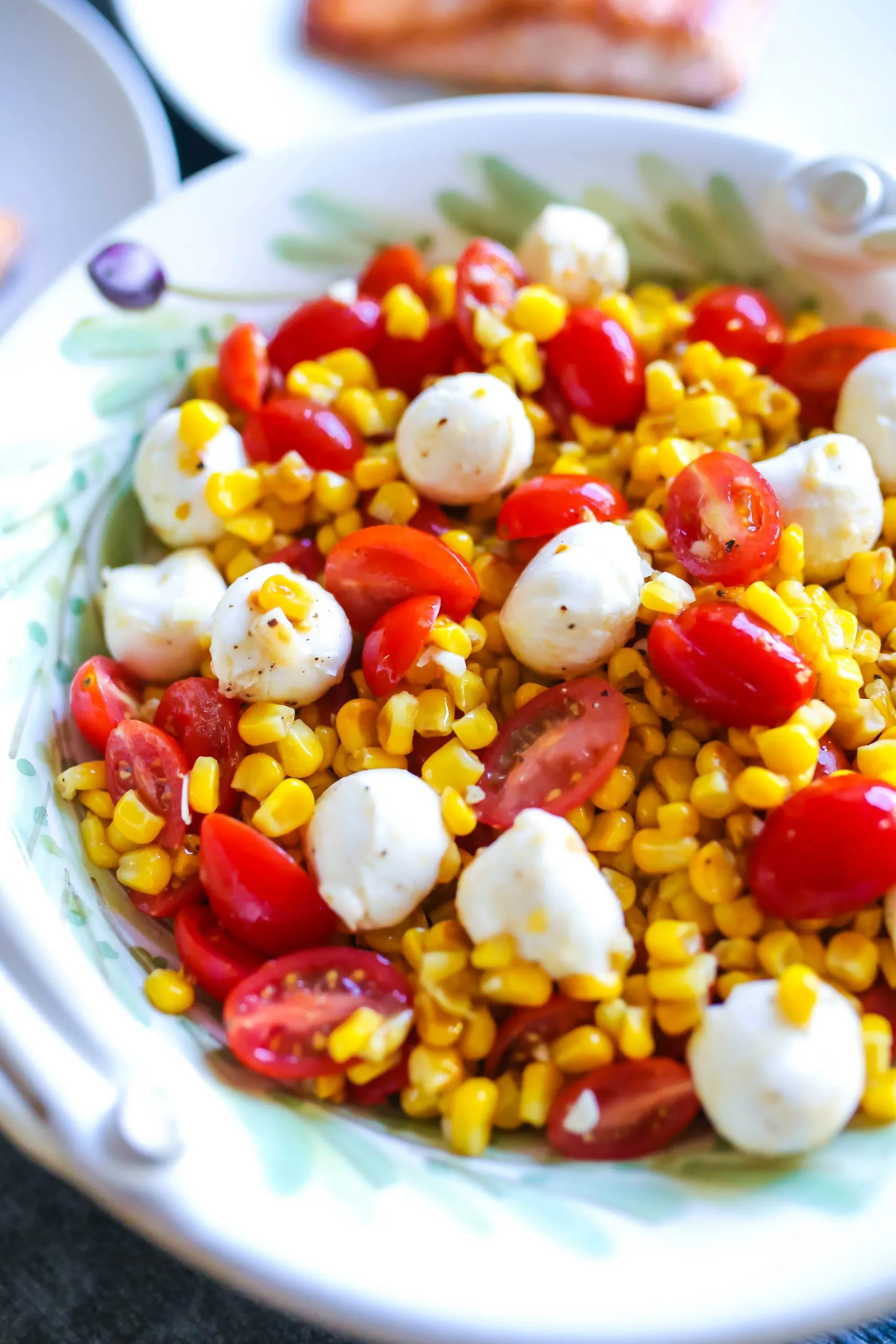 Fresh Mozzarella Salad with Avocado, Roasted Corn, and Grape Tomatoes