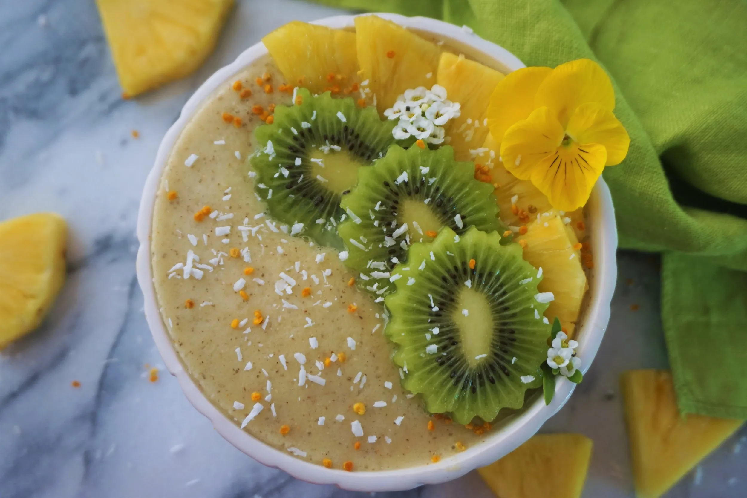 Fresh Pineapple and Kiwi Protein Smoothie