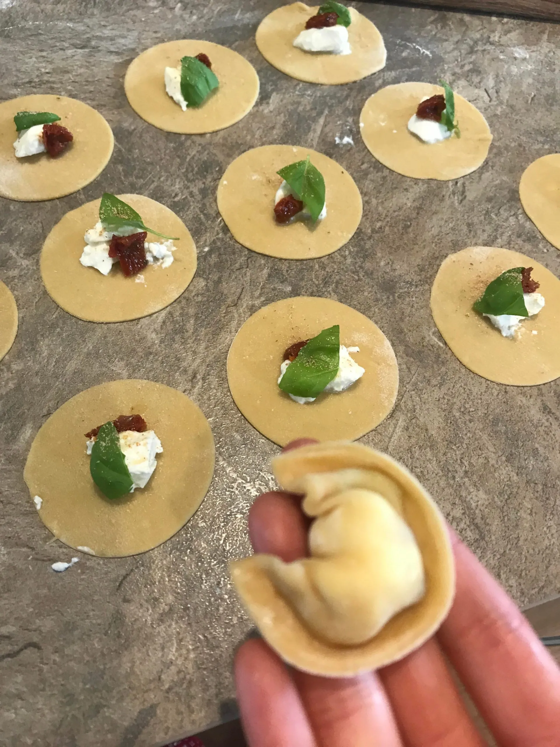 Fresh Tortellini Filled with Basil Ricotta