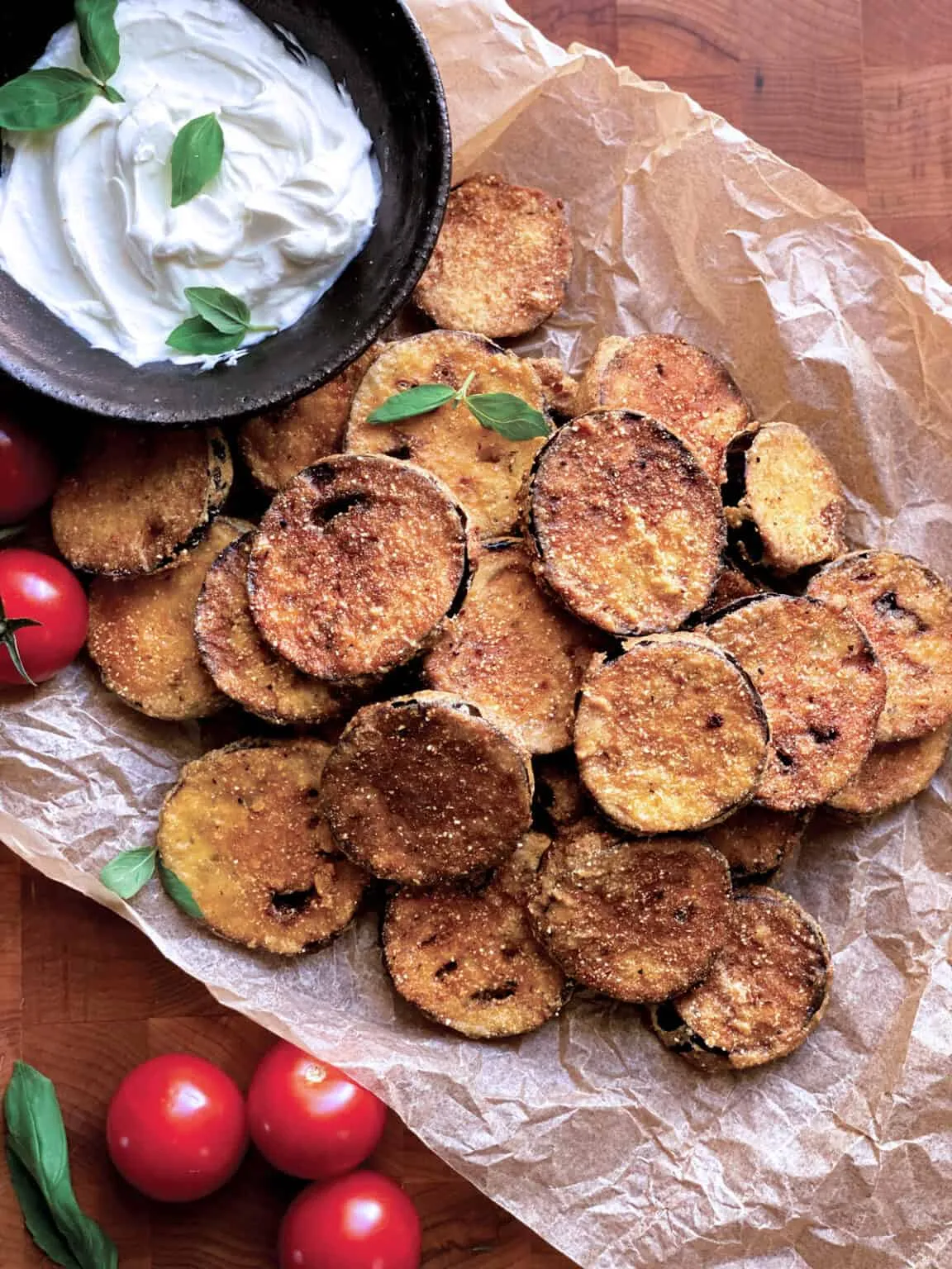 Fried Eggplant with Sifted Confectioners Sugar