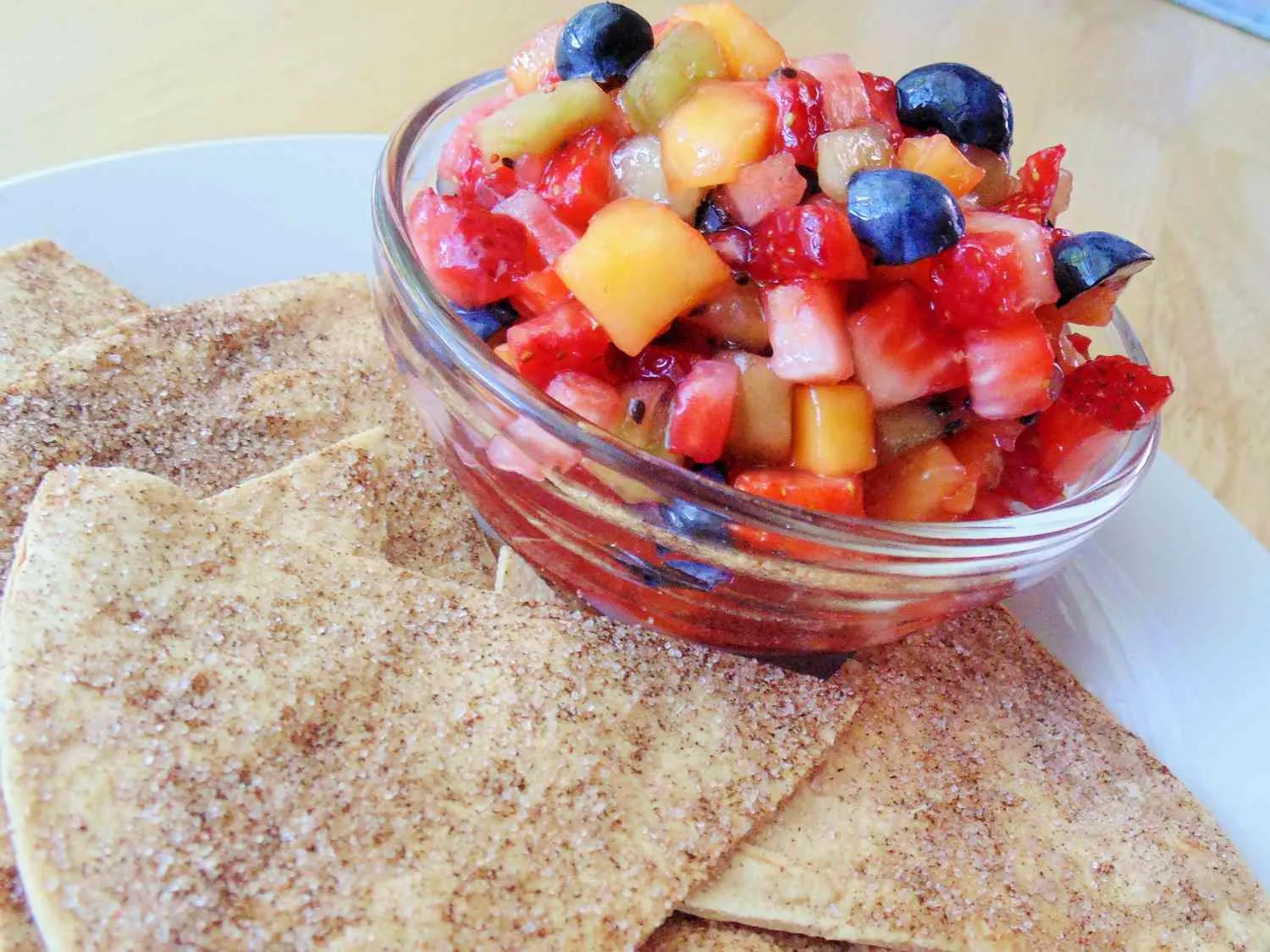 Fruit Salsa and Cinnamon Chips Stevia Sweetened