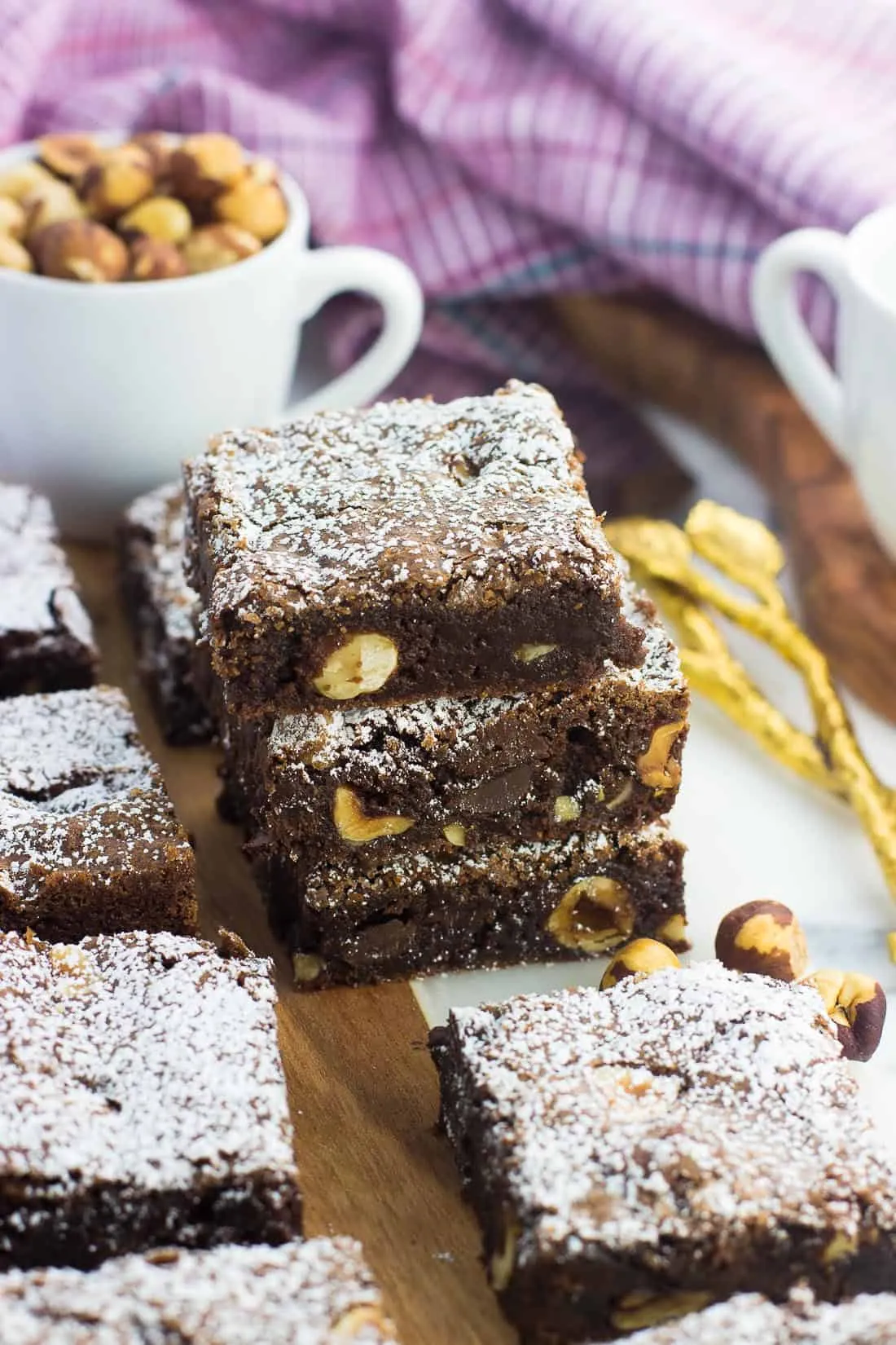 Fudgy Hazelnut Dark Chocolate Brownies