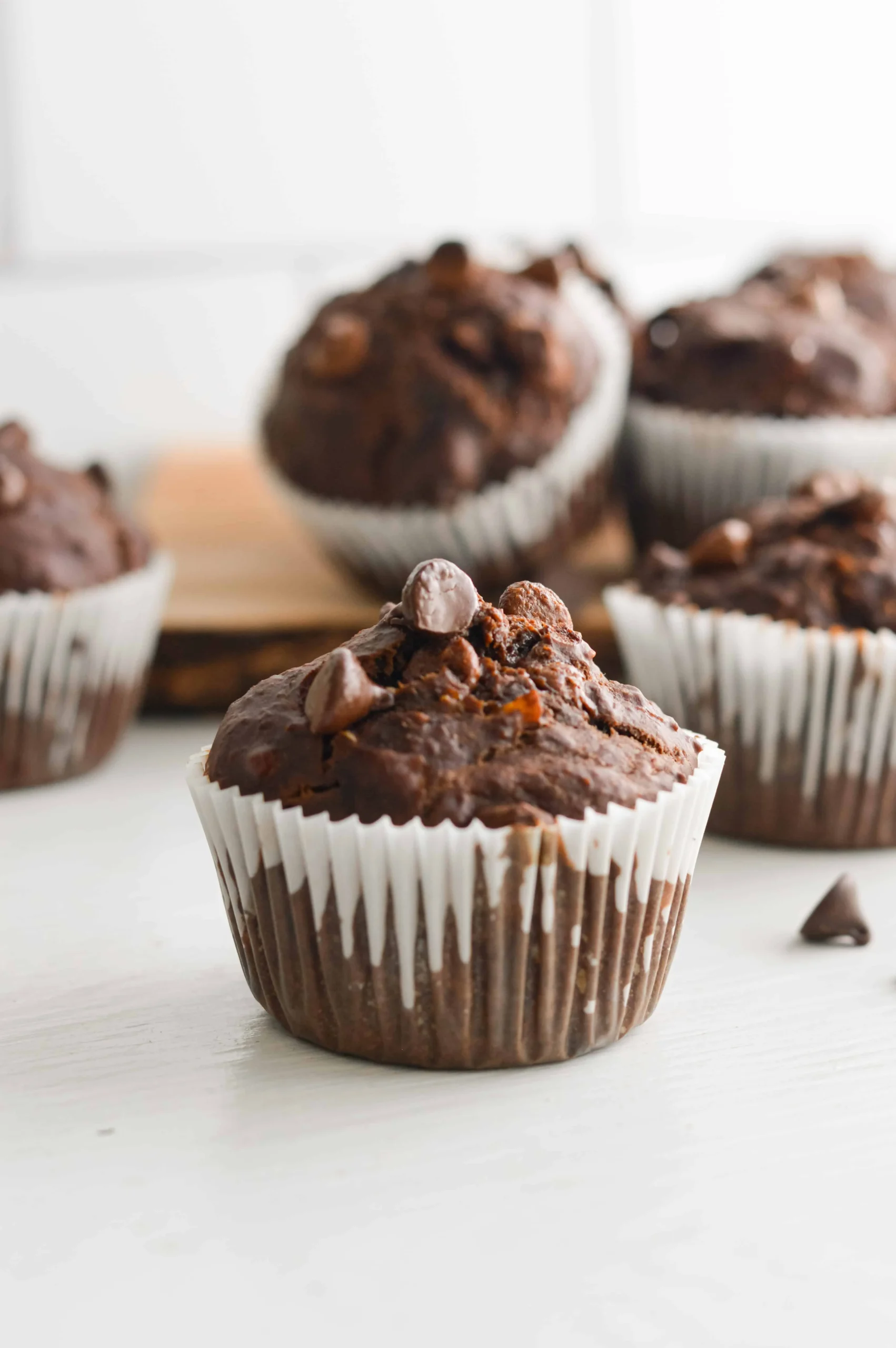 Fudgy Vegan Double Chocolate Banana Muffins