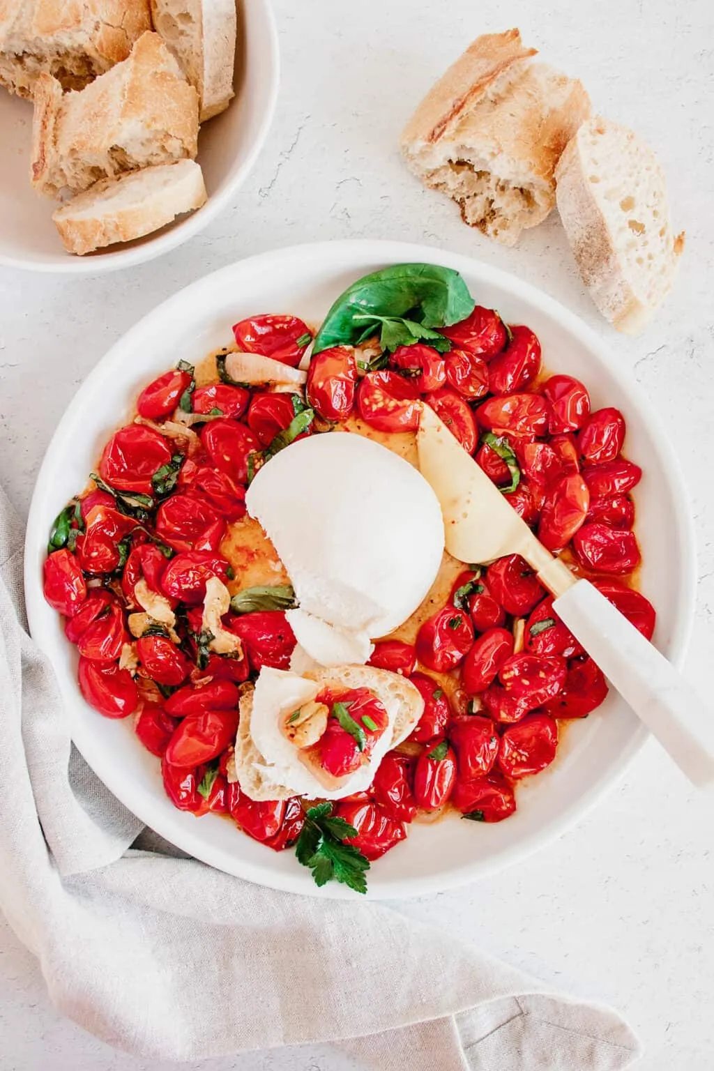 Garlic Basil Tomatoes with Mozzarella