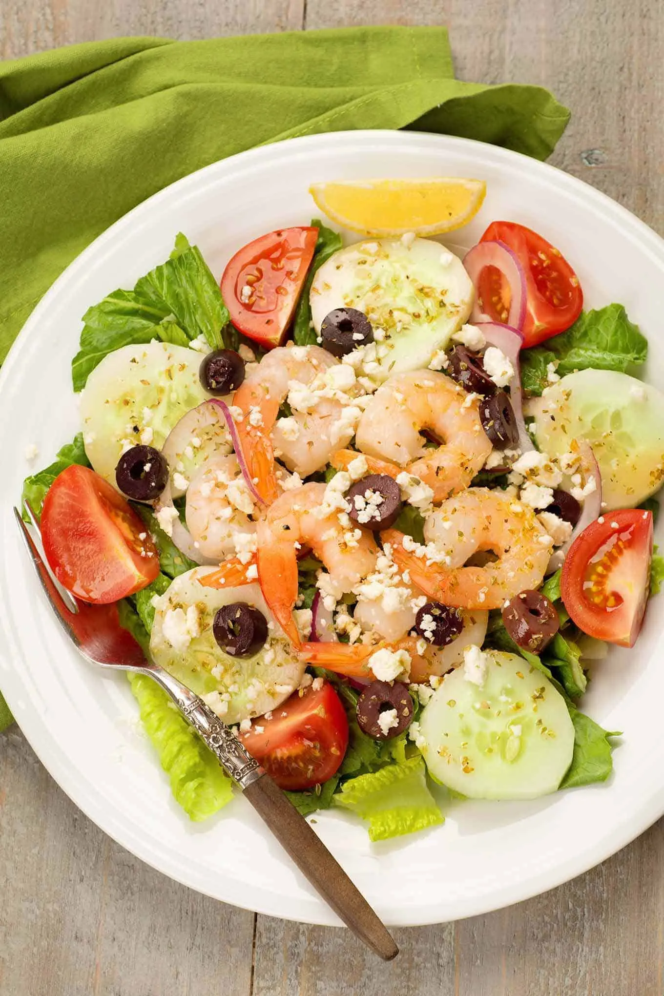 Georges Broiled Shrimp with Greek Salad
