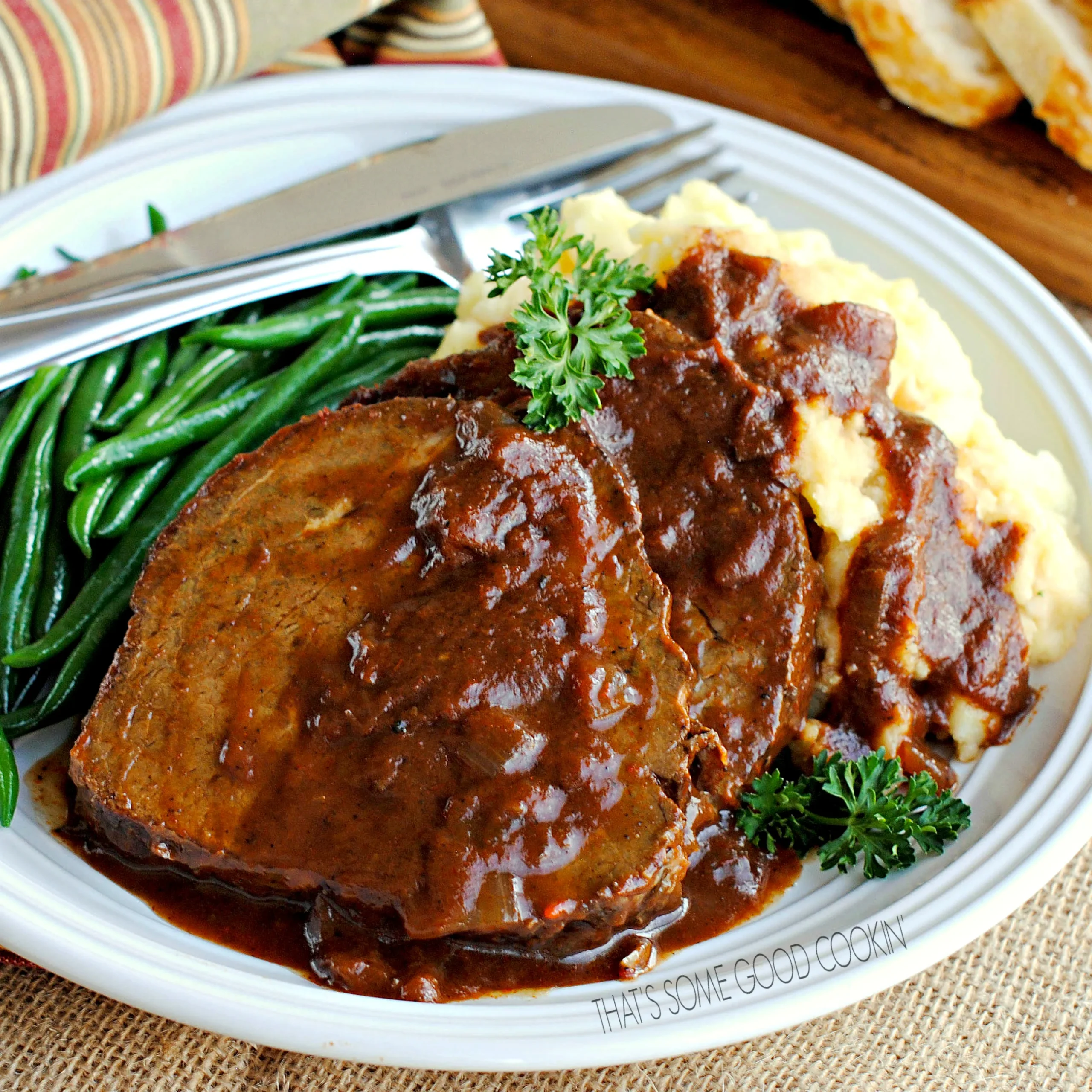 German Pot Roast Sauerbraten with Cabbage