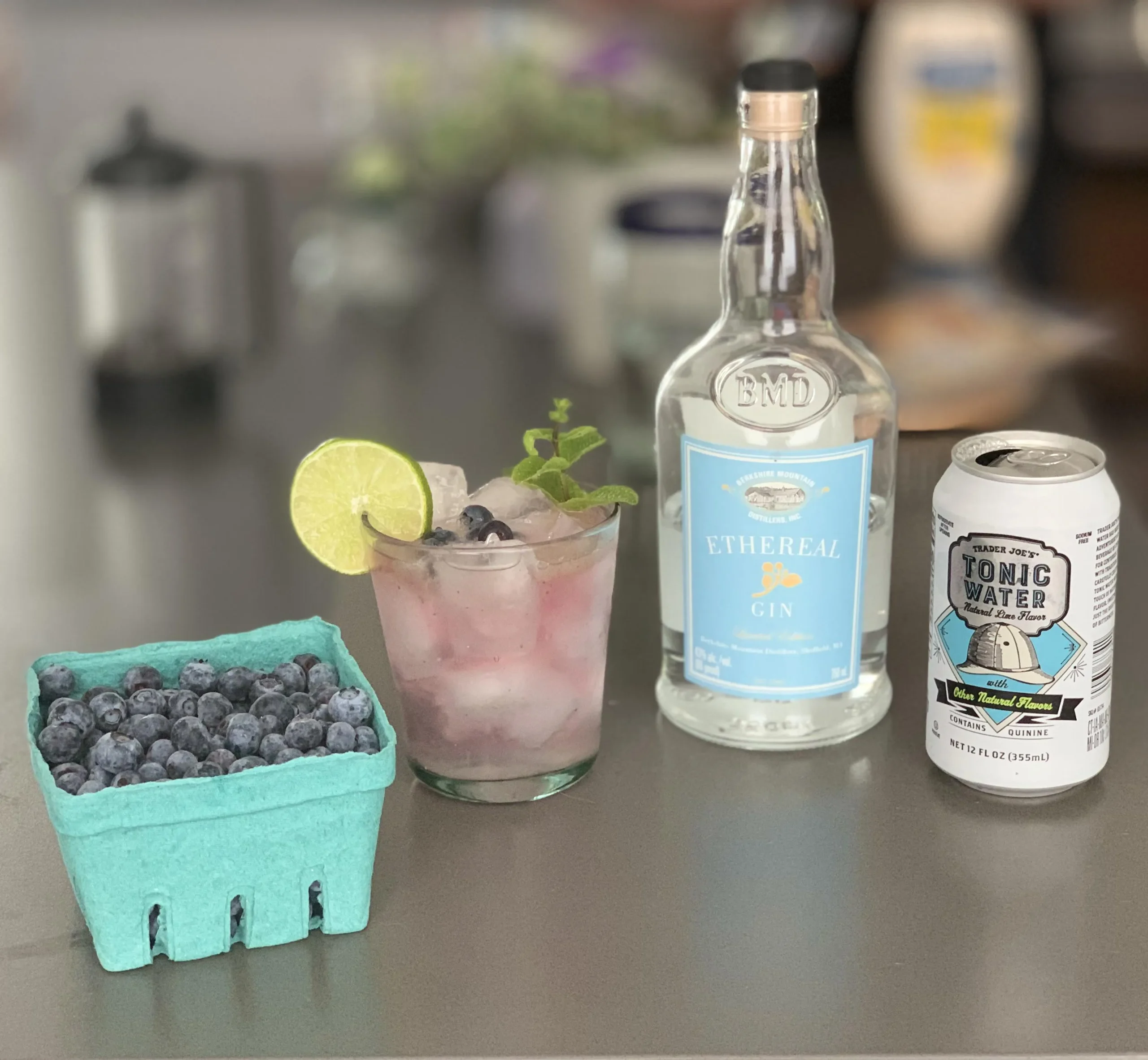 Gin Tonic Muddled Blueberry Lime Mint
