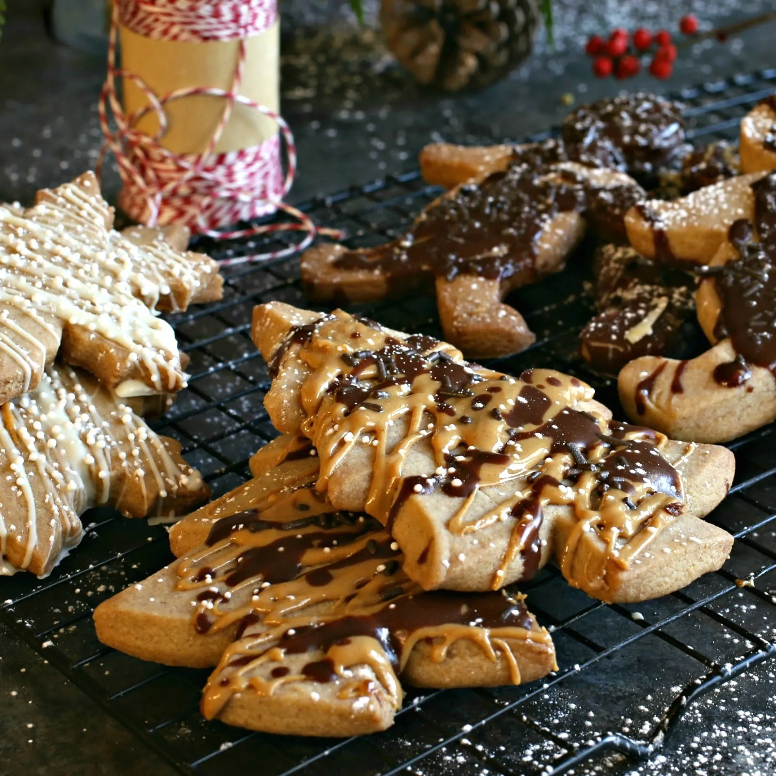Gingerbread Shortbread Cookies with Cranberries