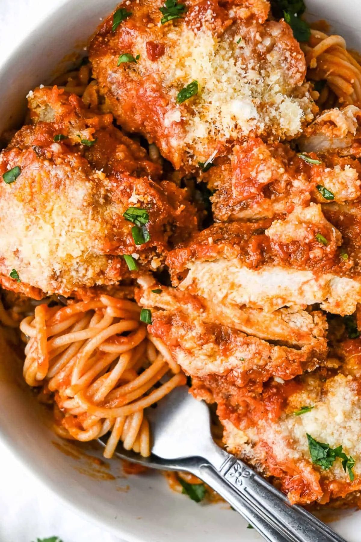 Gluten Free Chicken Parmesan with Quinoa Spaghetti