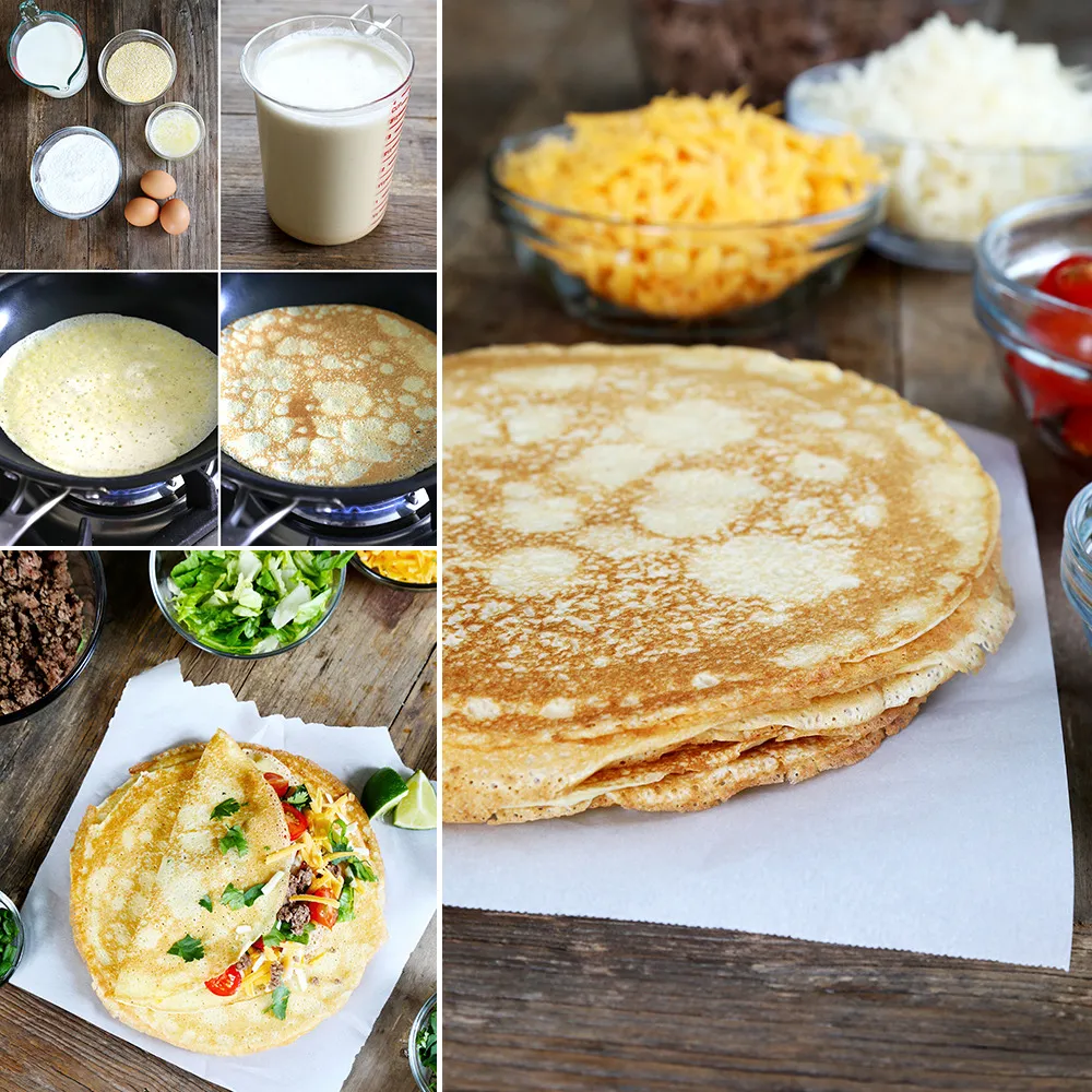Gluten Free Cornmeal Crepes with Taco Fillings