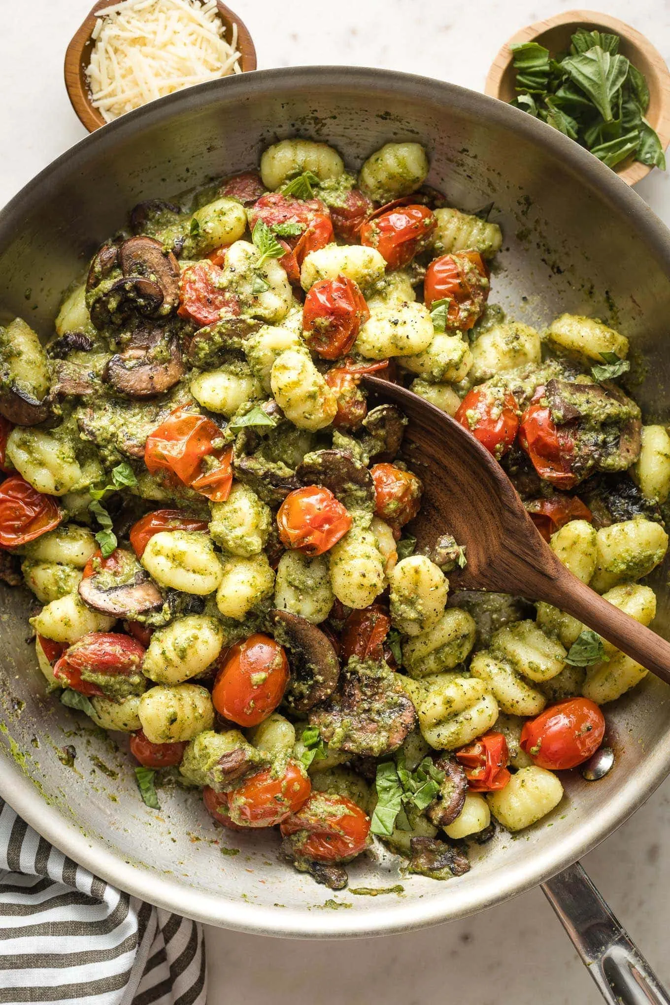 Gnocchi with Pesto and Charred Cherry Tomatoes