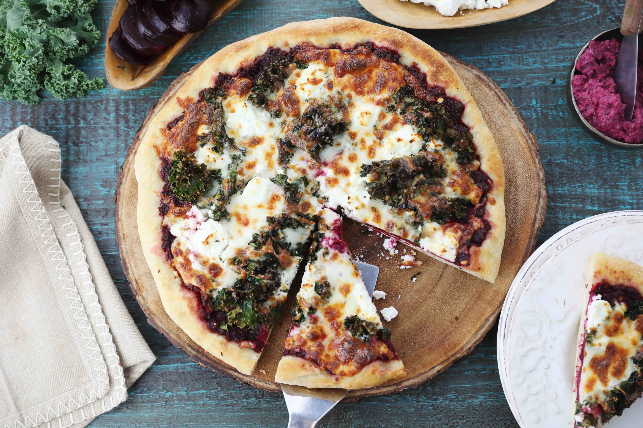 Goat Cheese Pesto Pizza with Fresh Vegetables